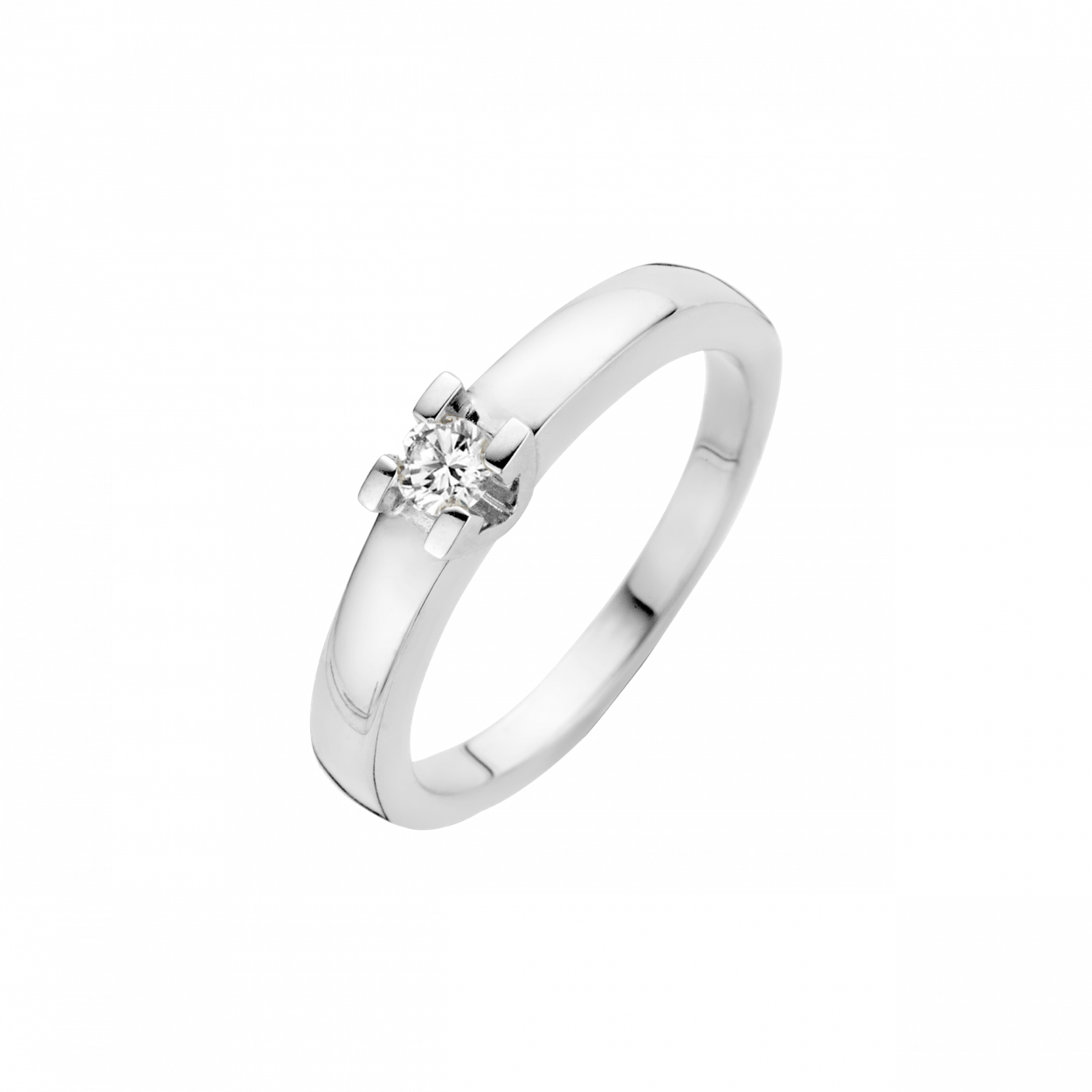 witgouden ring, Volonta+0.10ct briljant mt55