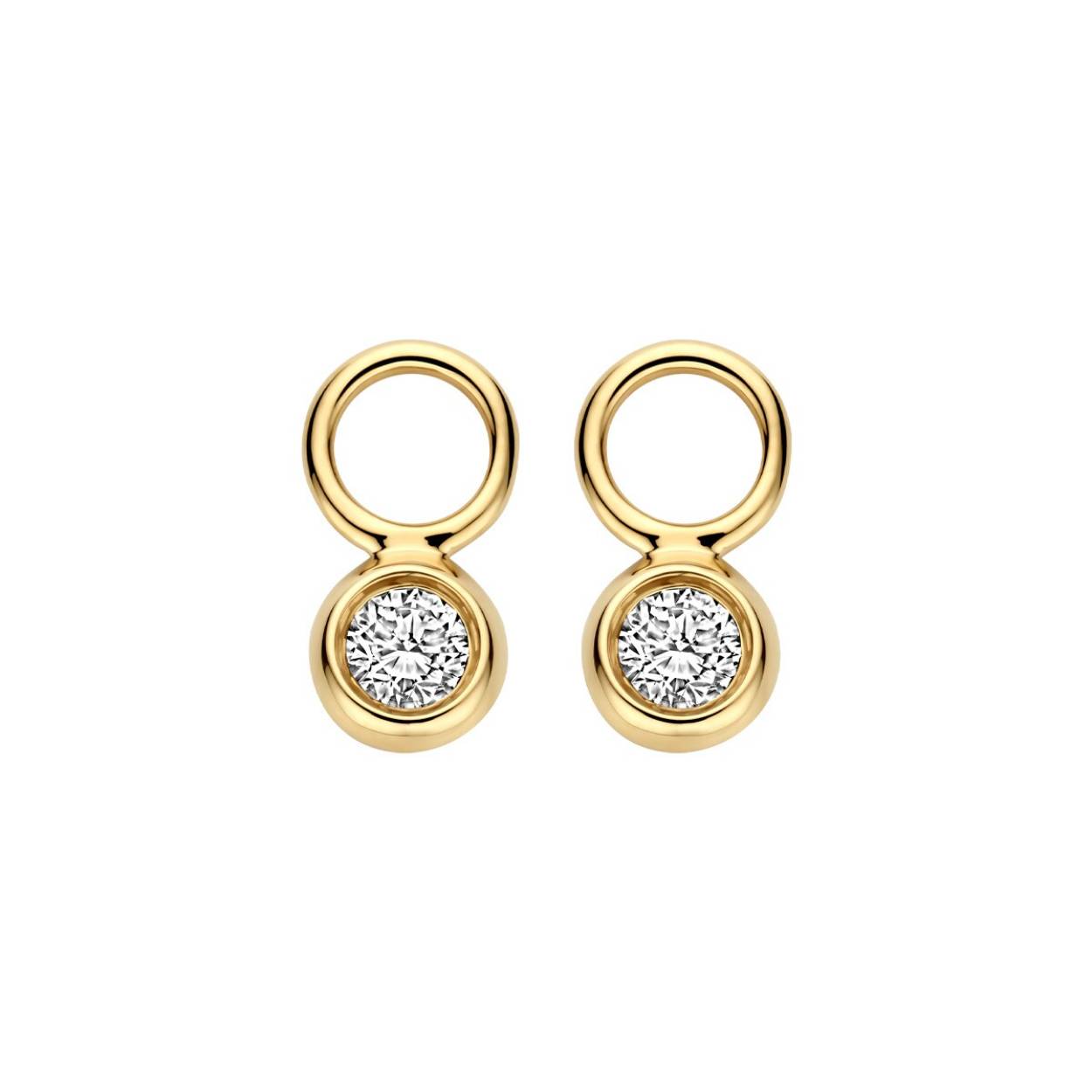 BLUSH GEELGOUDEN OORAANHANG MET LAB GROWN DIAMOND