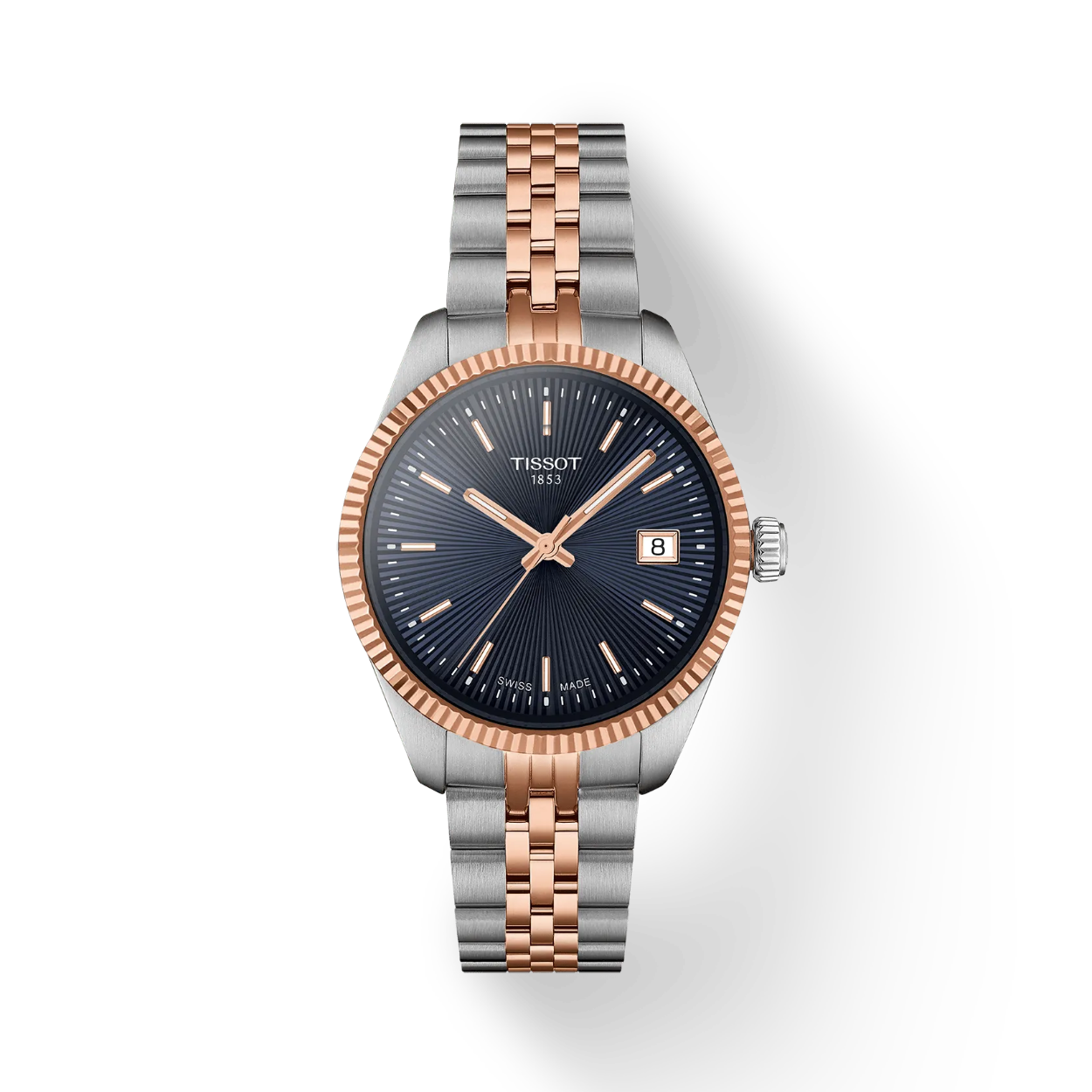 De Tissot Ballade horloge is ontworpen om uw stijl te versterken voor echt bijzondere momenten. De traditionele guilloché wijzerplaat met zonnestralen reflecteert het licht prachtig en voegt diepte en elegantie toe. De gecanneleerde lunette biedt een verfijnde decoratie, kenmerkend voor traditioneel horlogevakmanschap. De verwisselbare band met snelsluiting biedt maximale veelzijdigheid, waardoor u uw look gemakkelijk kunt veranderen.