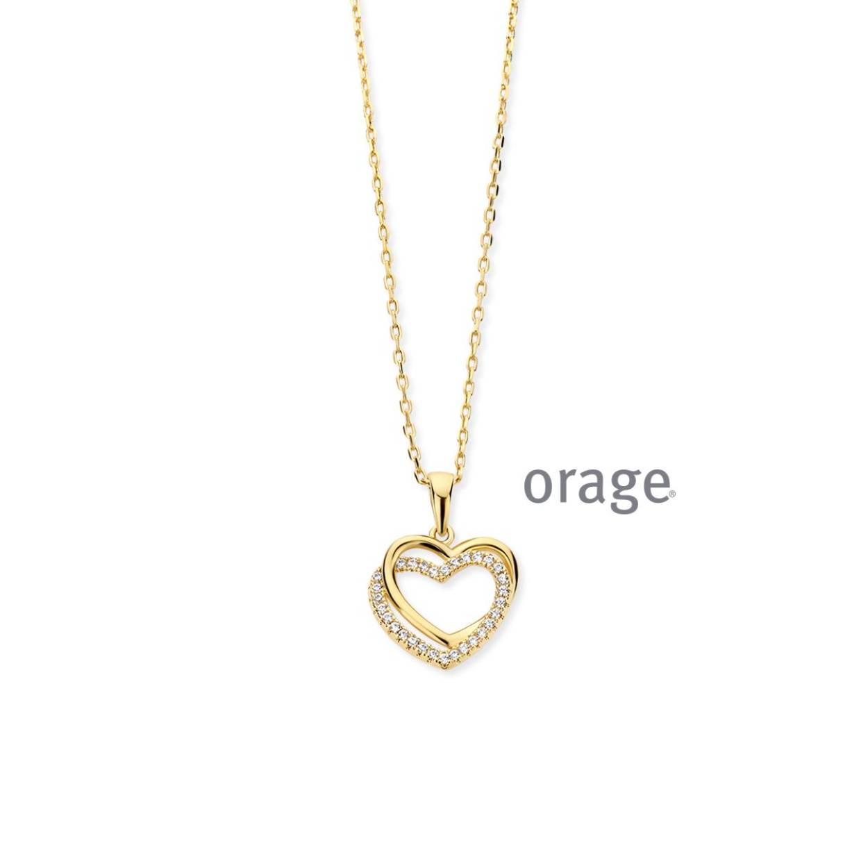 Orage collier verguld hartje