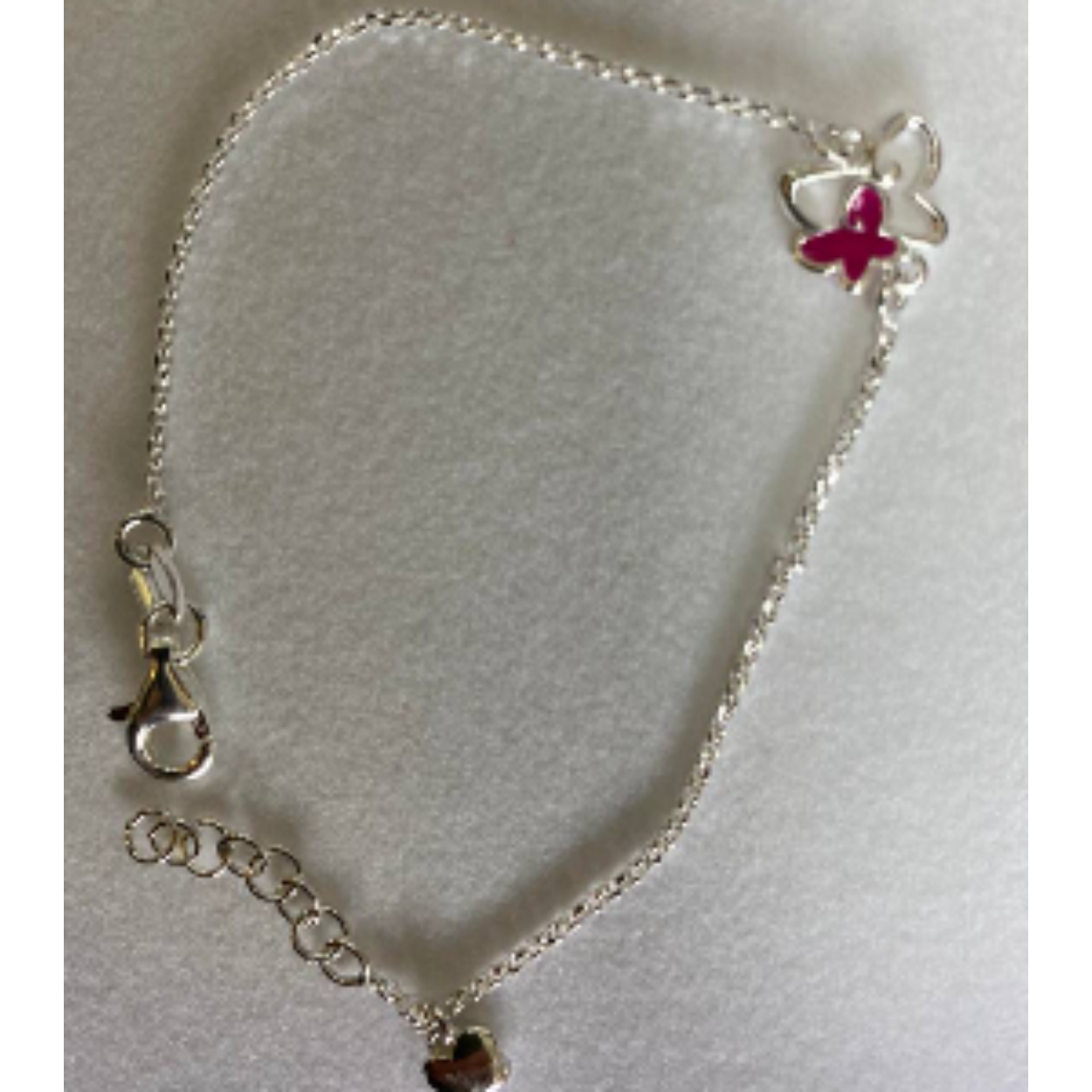 Bellini zilver armbandje met vlinder rose 14 cm met verlengstukje 2 cm
