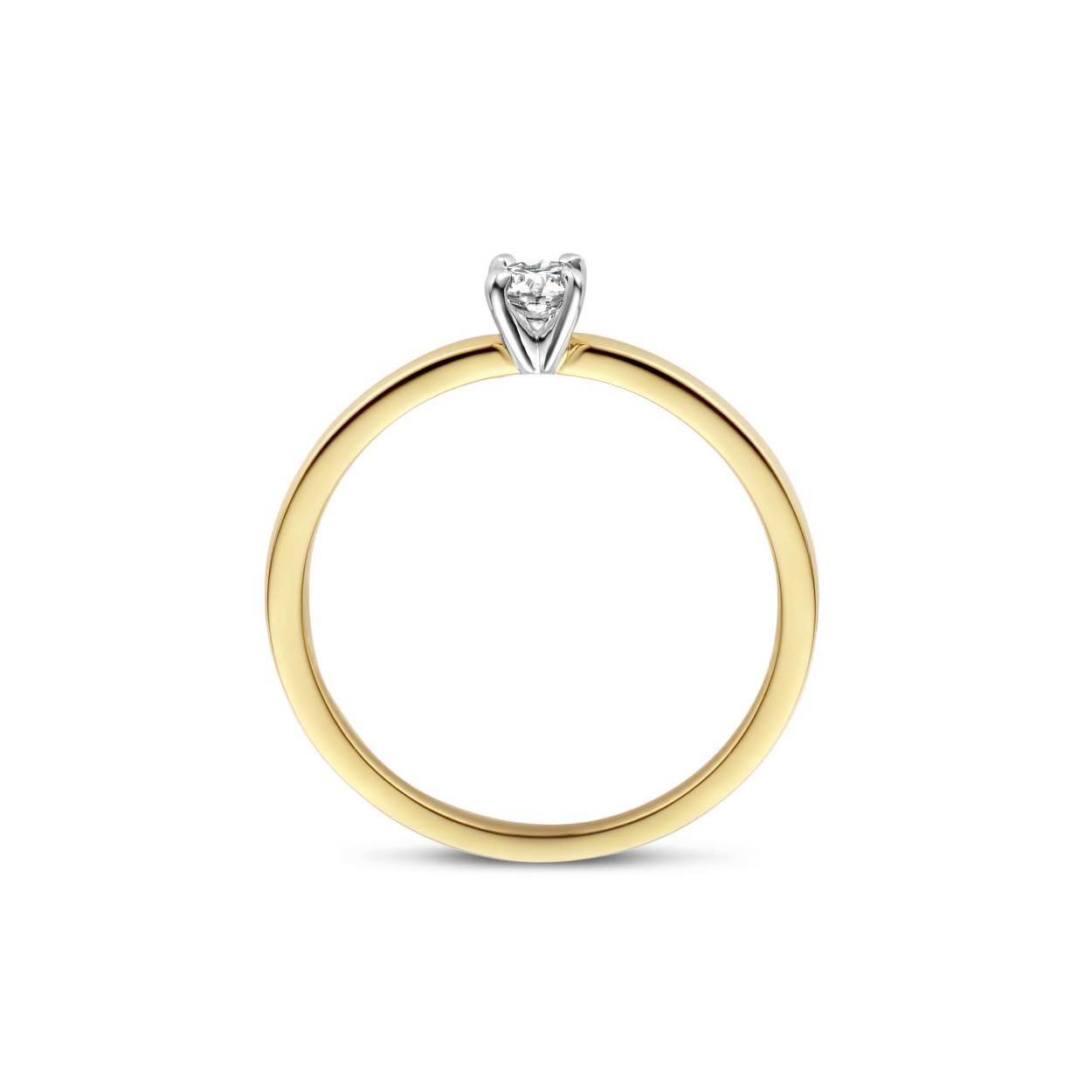 Solitair geel goud 18kt + 0.13ct briljant