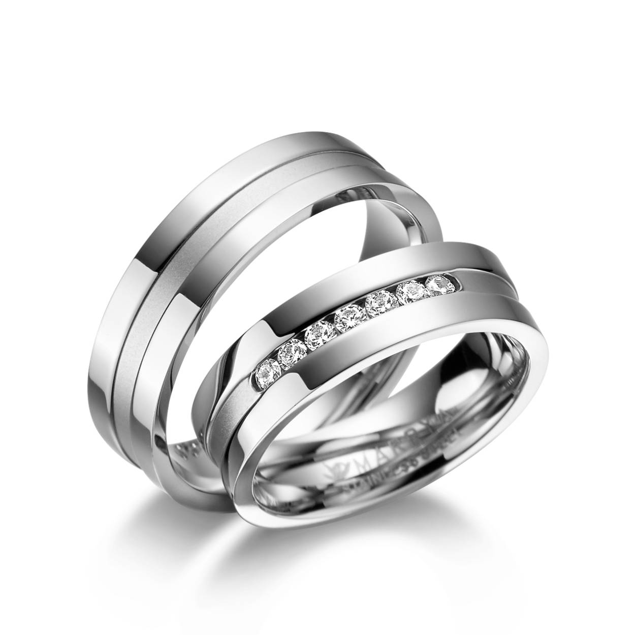 Ring edelstaal met zirkonia