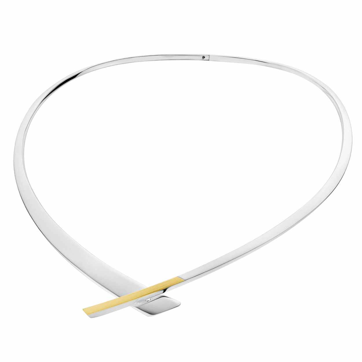 NOL Sieraden zilveren spangcollier met goudinleg