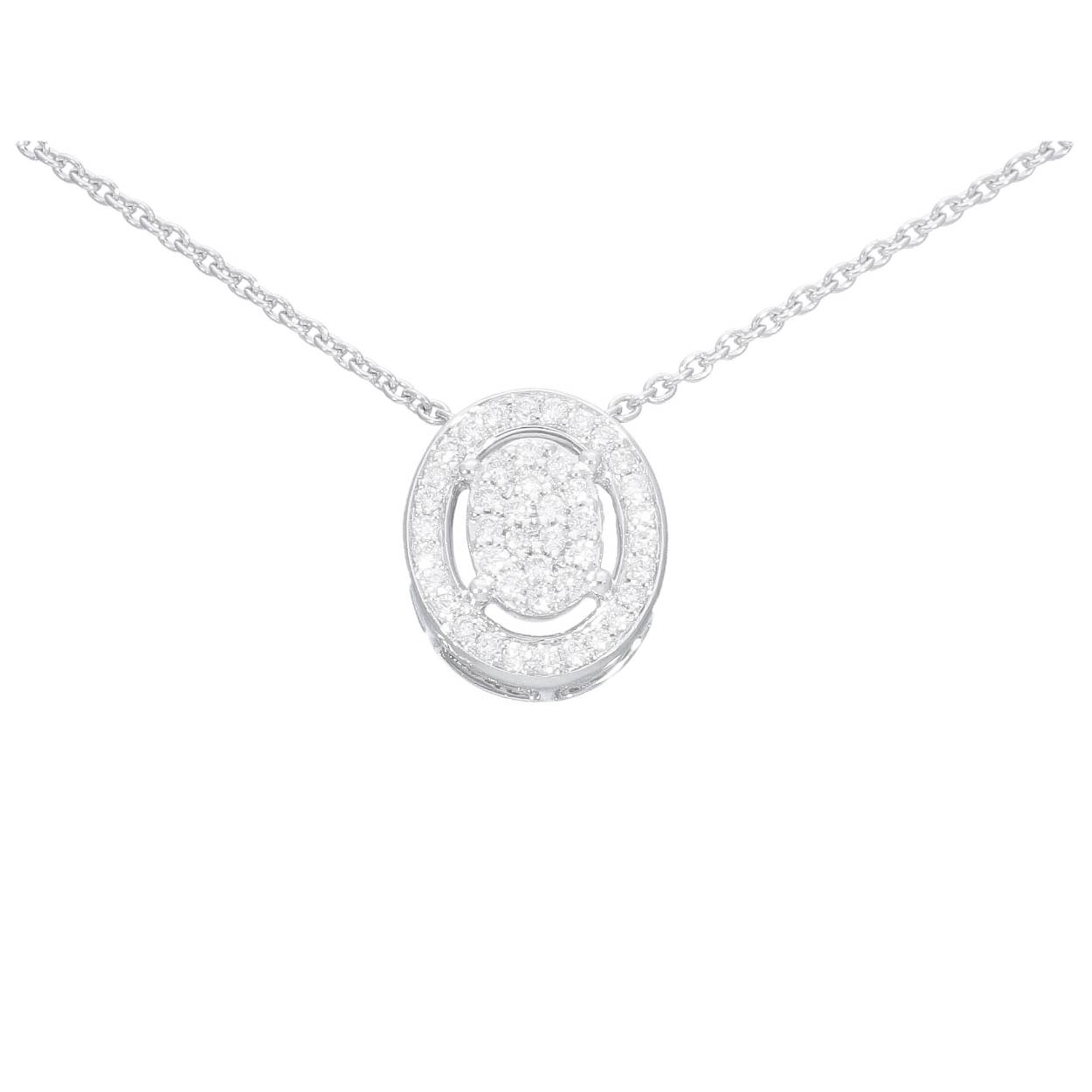 hanger met ketting in 18kt wit goud met 0.12ct briljant