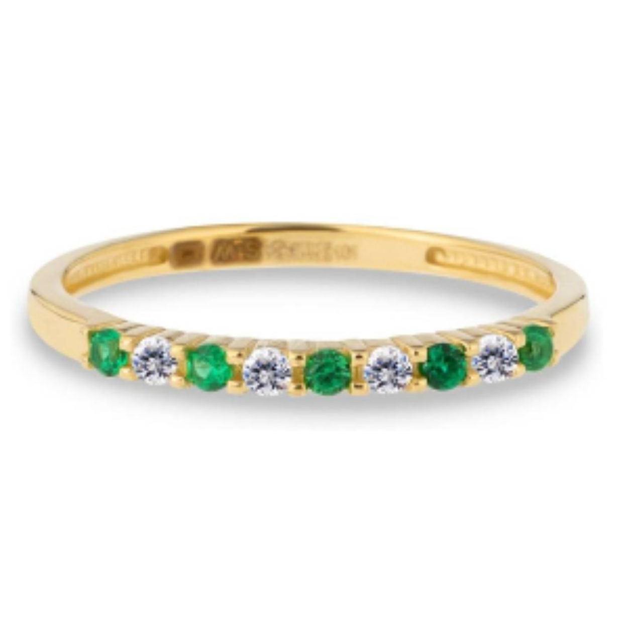 Dit is een ring van het merk Swing Jewels. De kleur van het sieraad is geelgoud. Dit sieraad bevat de edelsteen: zirconia. De kleur van deze edelsteen is: groen.