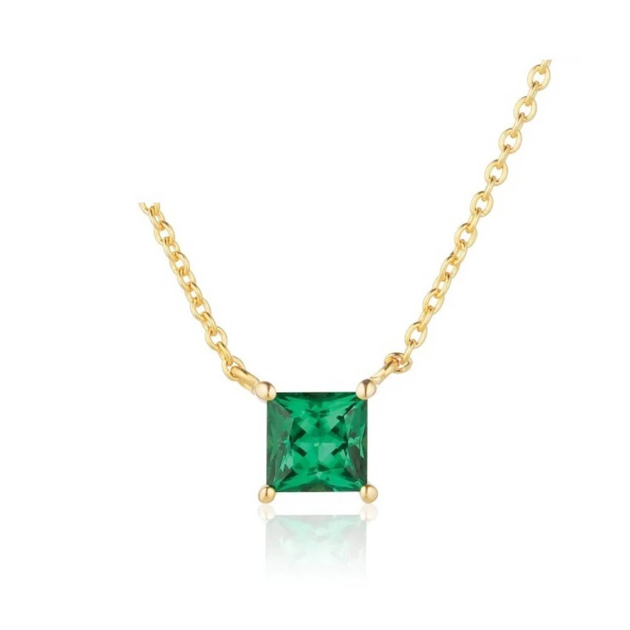 ketting zilver plaqué met groene steen