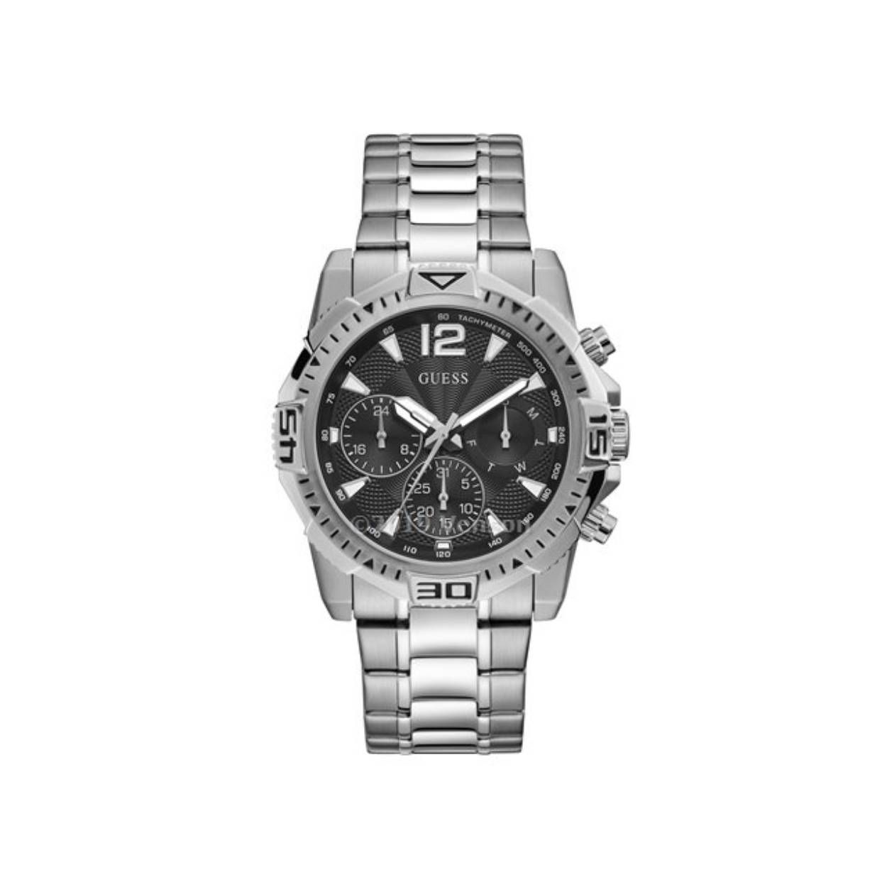 Guess Heren Horloge GW0056G1 
Stalen kast met zwarte wijzerplaat
Stalen schakelband 
3 ATM Waterdicht
