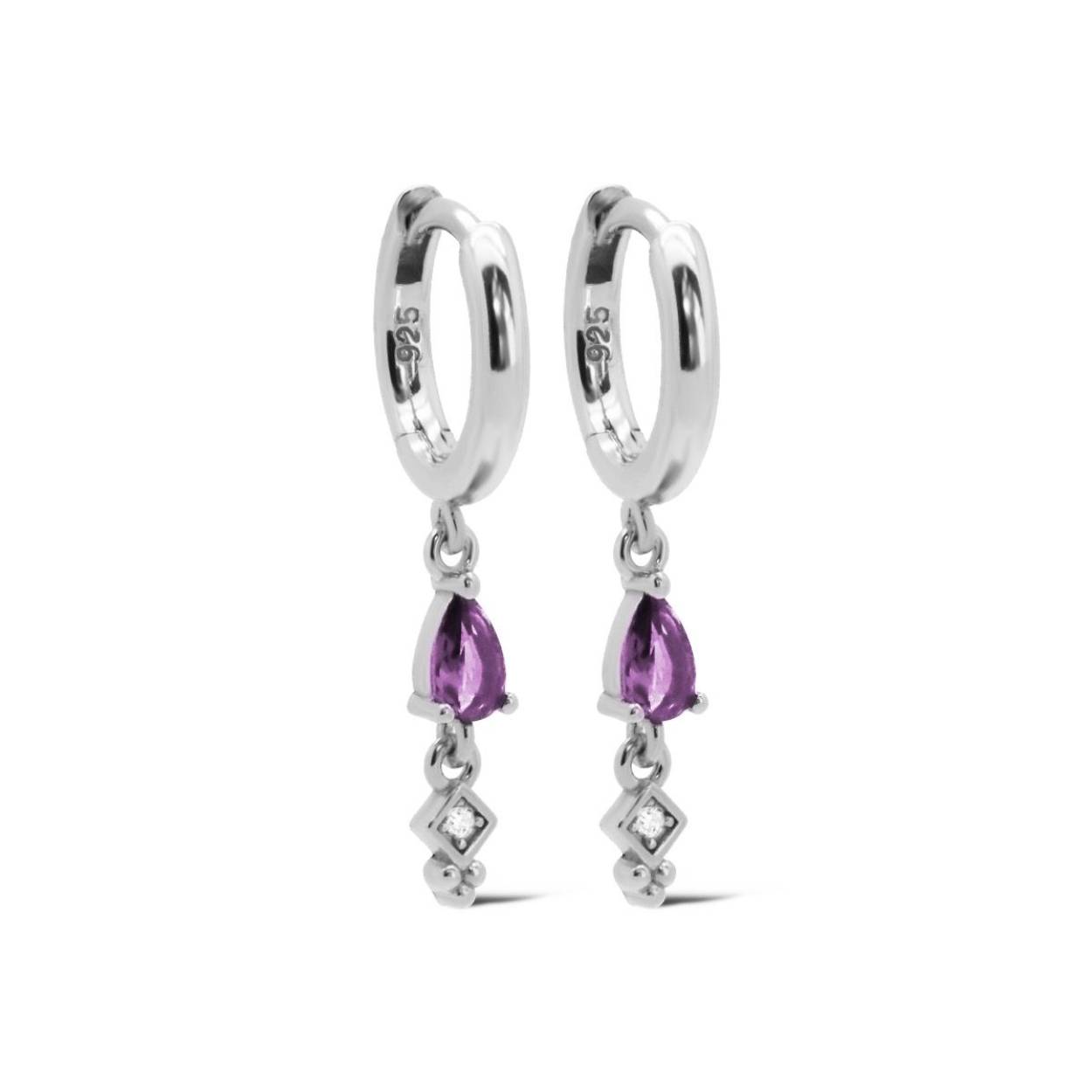 Karma Jewelry Hinged Hoops MINA Drop Lavender Silver