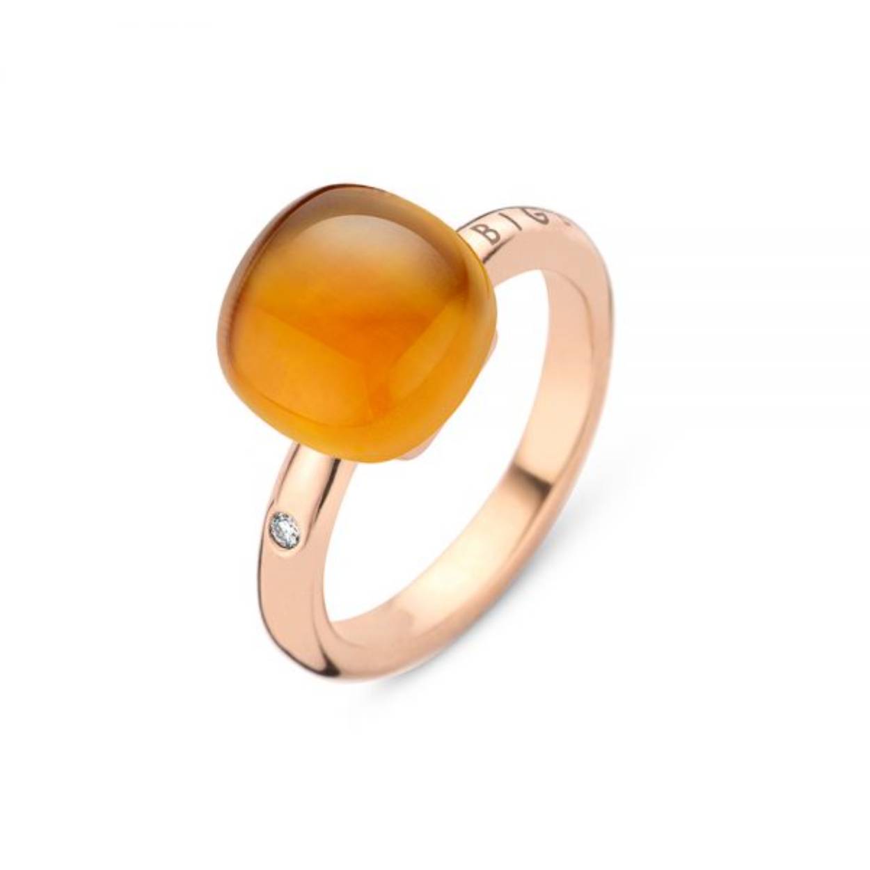 Madeira Glow
Deze Mini Sweety ring is gemaakt van 18-karaats roségoud en afgewerkt met madeira citrien met parelmoer gekenmerkt door een diamant 0.02ct 