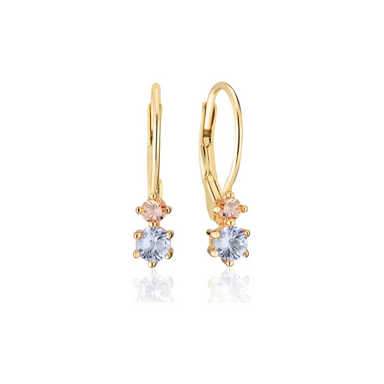 Zilveren 18k vergulde oorhangers met multi color zirkonia 