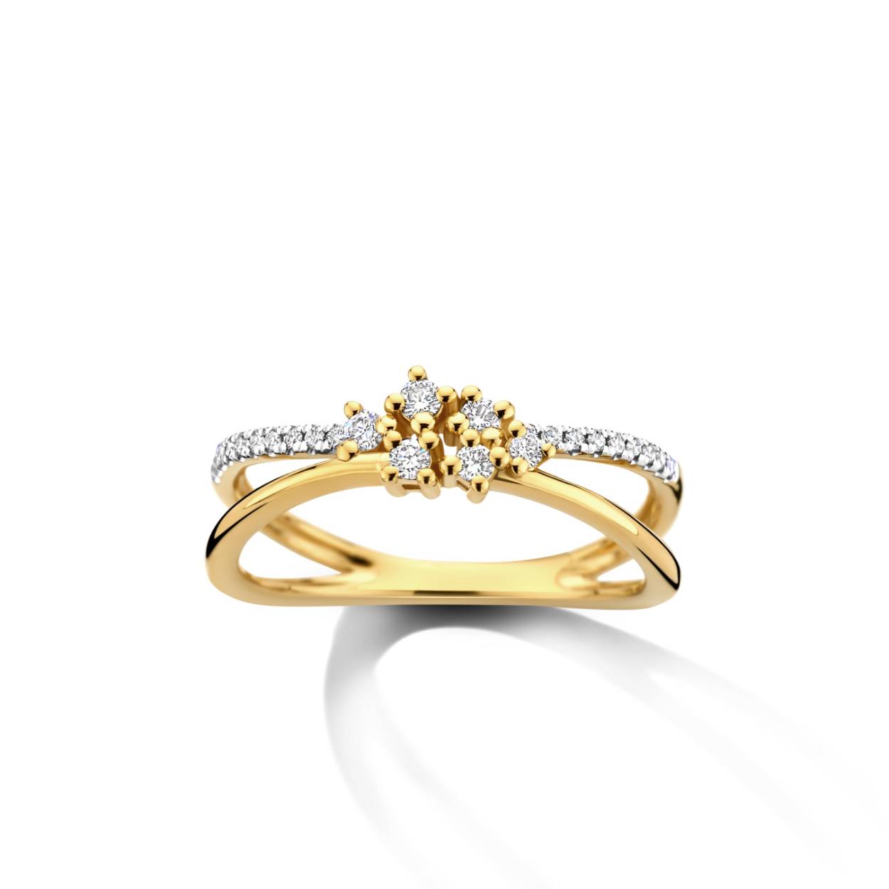 Ring geel goud 18kt met diamanten.