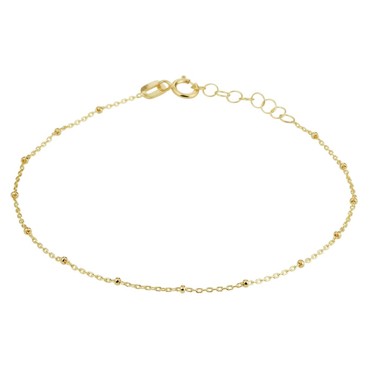 14k Geelgouden armband uitgevoerd met bolletjes met een breedte van 1.3mm. De armband heeft een draaglengte van 16cm met een extensie van 2cm.