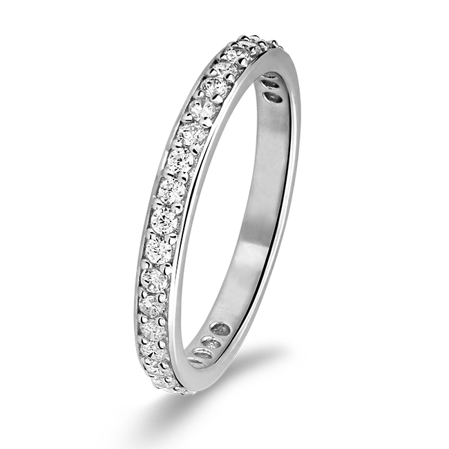 Rosa di Luca Aanschuifring zilver met zirkonia