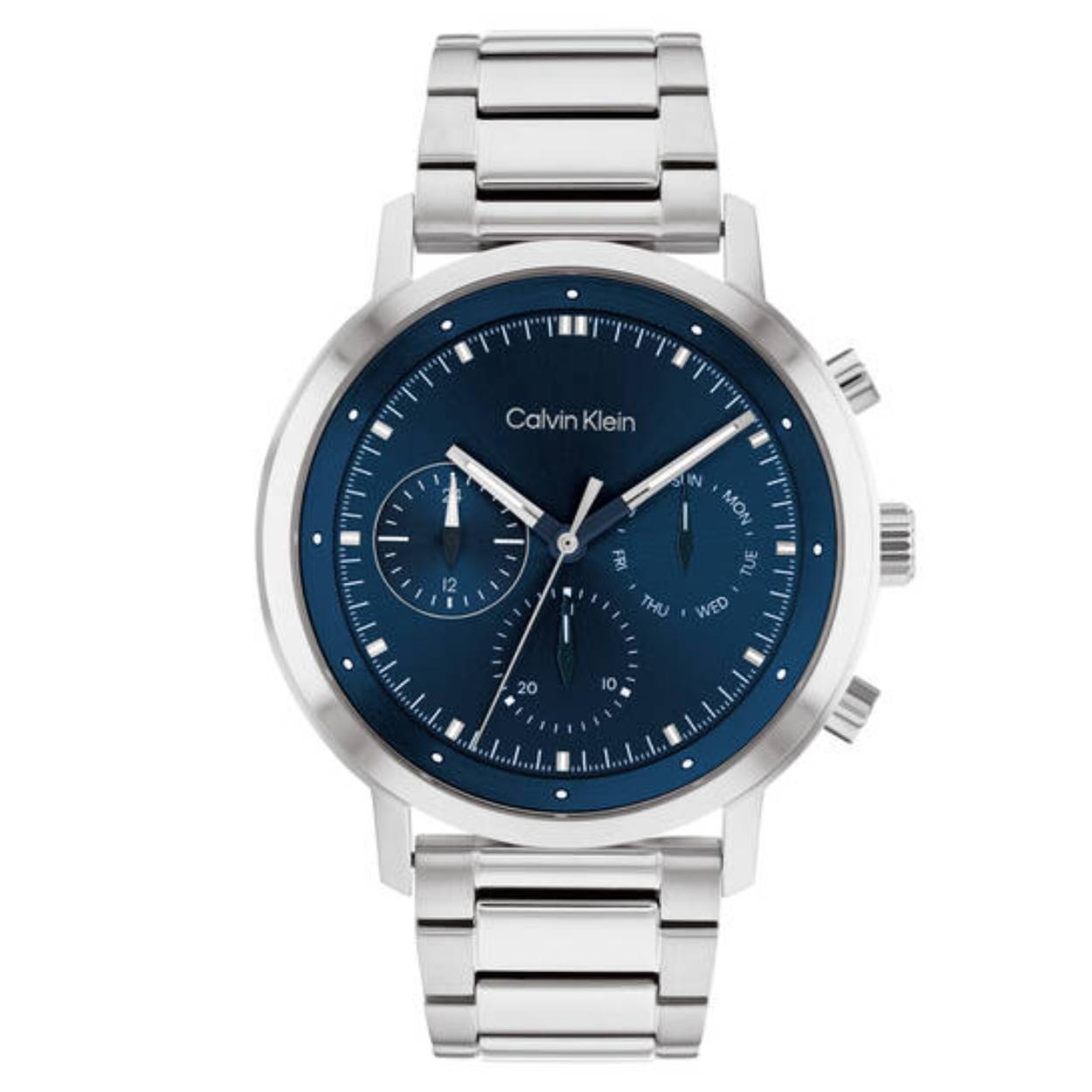 Dit Calvin Klein horloge behoort tot de Gauge collectie.
Referentienummer: 25200063

Dit Calvin Klein horloge heeft een stalen band en zilverkleurige kast. De blauwe wijzerplaat is goed afleesbaar door de zilveren wijzers en indexen. Het horloge is waterbestendig tot 3atm en wordt afgeschermd door mineraalglas.