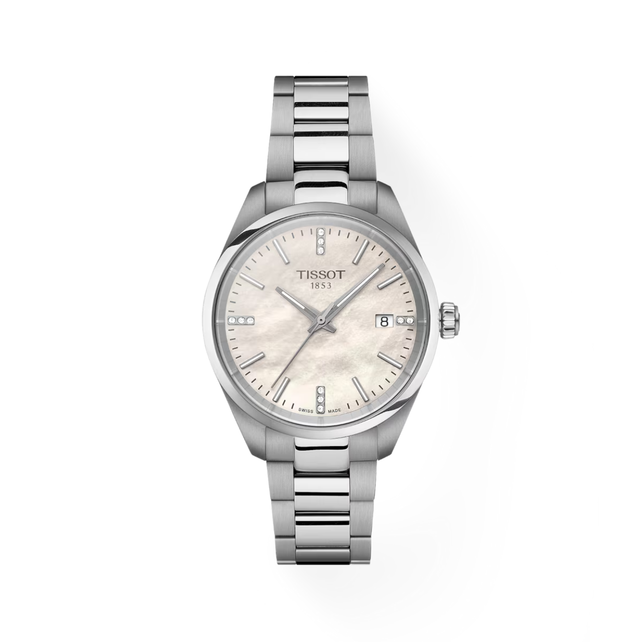 Dit Tissot PR100 Dames Horloge heeft een elegante uitstraling met een roestvrijstalen band en kast. De wijzerplaat is voorzien van een datumvenster en zilveren wijzers en 4 diamanten. Dit horloge is waterdicht tot 100 meter en is geschikt voor dagelijks gebruik of speciale gelegenheden. Draag het horloge met zowel casual als formele outfits voor een stijlvolle touch. Bestel nu en voeg dit tijdloze stuk toe aan je collectie.