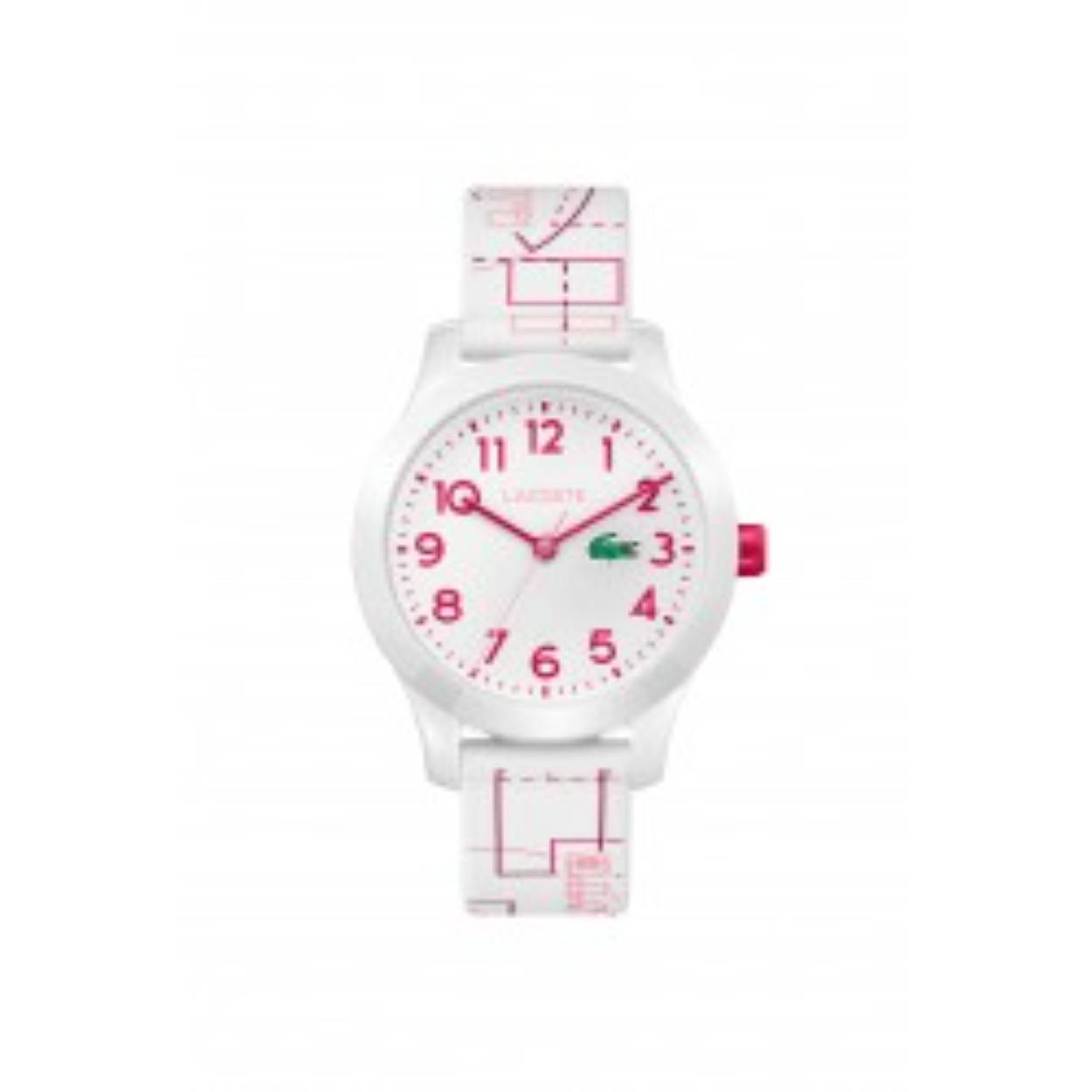 wit uurwerk met rode accenten van Lacoste