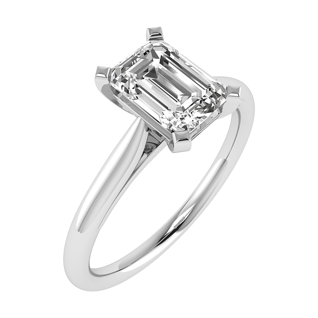 1,02 carat lab grown diamanten verlovingsring emerald cut. D kleur 
