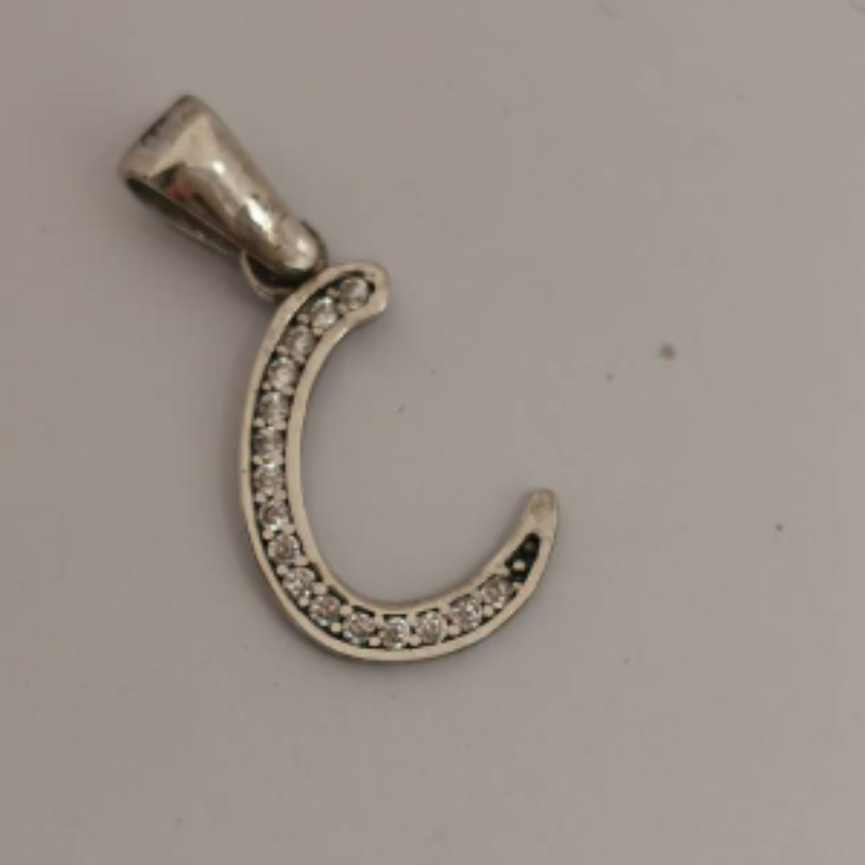 Zilveren hanger letter C zirkonia