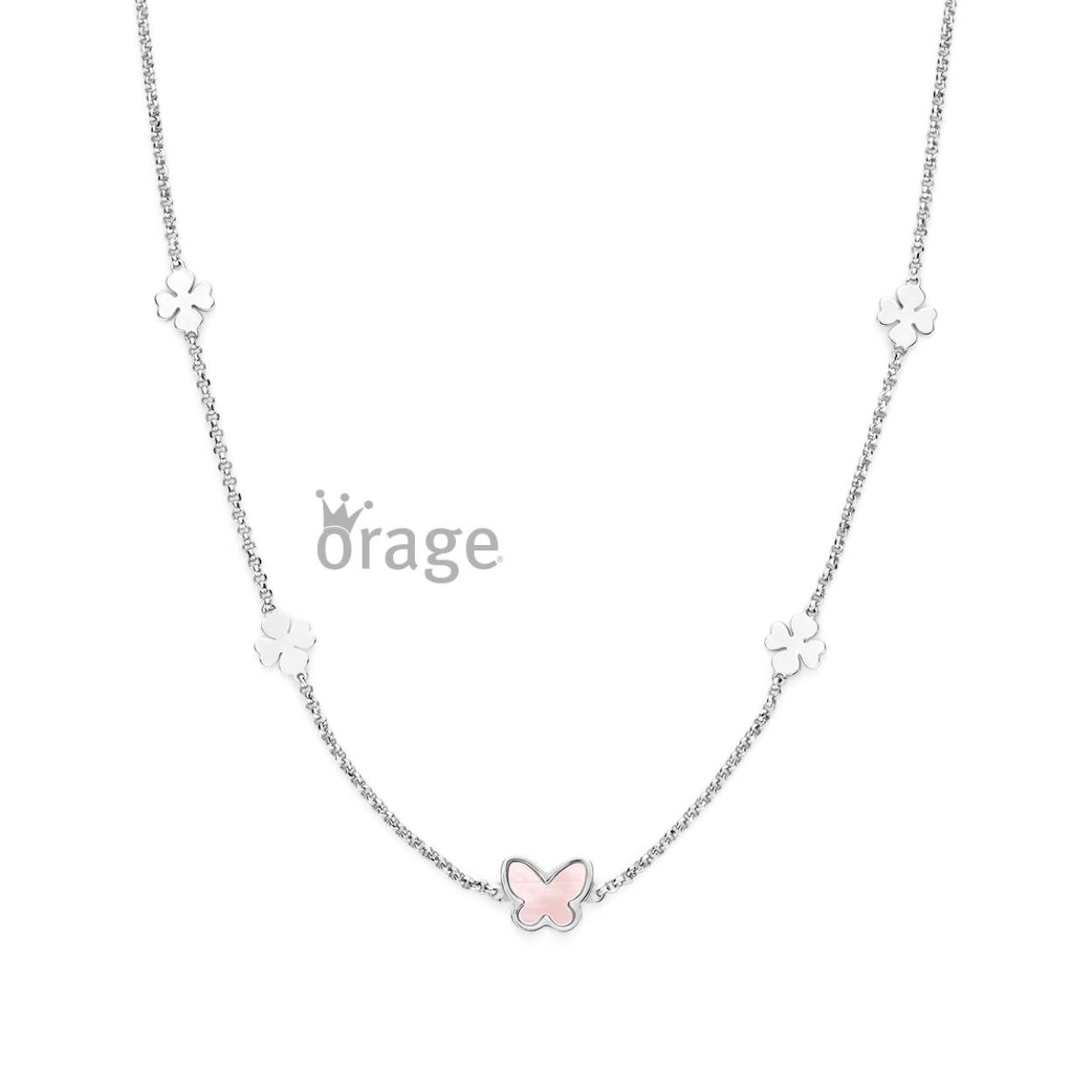 Orage Kids collier  vlinder parelmoer zilver