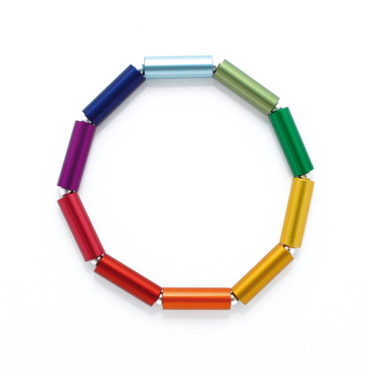 Regenboog 10 delig
 Gemaakt van geanodiseerd aluminium.
 Alle materialen zijn huidvriendelijk, nikkelvrij en licht.