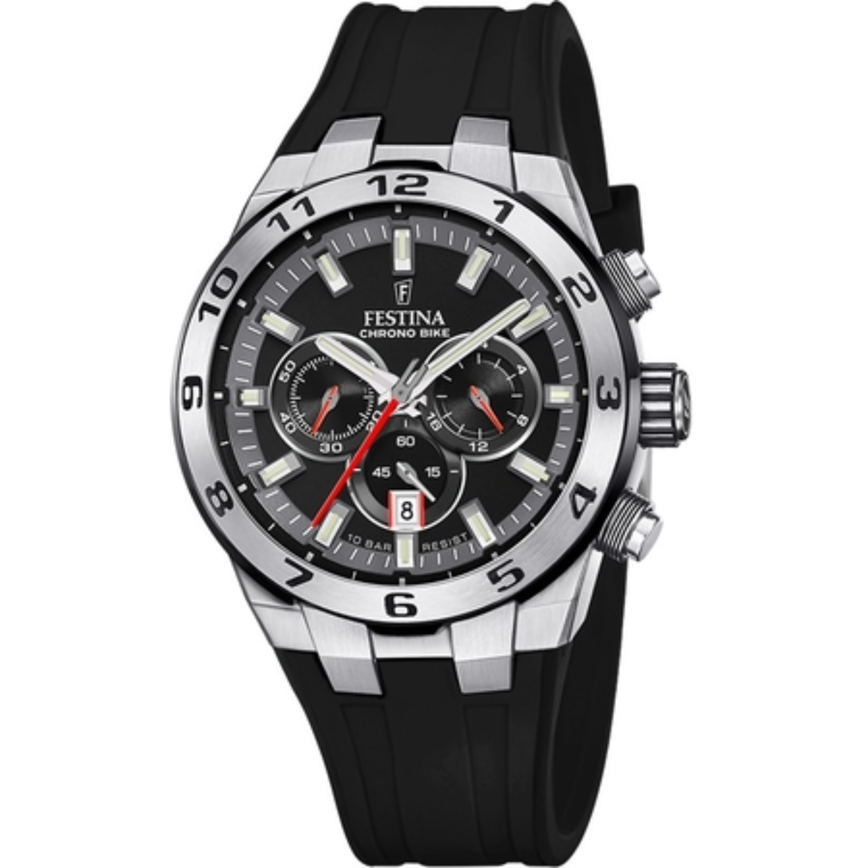 
Chronograaf met datum
189,-
Incl 21% btw
● Op voorraad
in Rotterdam
Kleur - Zwart / Zilver











 Bestel voor 23:59, morgen geleverd
In Winkelwagen
 Gratis verzending
 Retourneren binnen 60 dagen
 Officieel dealer van Festina
 Vergelijk
Productomschrijving

Dit Festina horloge heeft een kast gemaakt van Roestvrijstaal met een diameter van 44.5 mm en is voorzien van een Rubber band. In de kast bevindt zich een Miyota kwaliteitsuurwerk en is afgewerkt met Mineraalglas