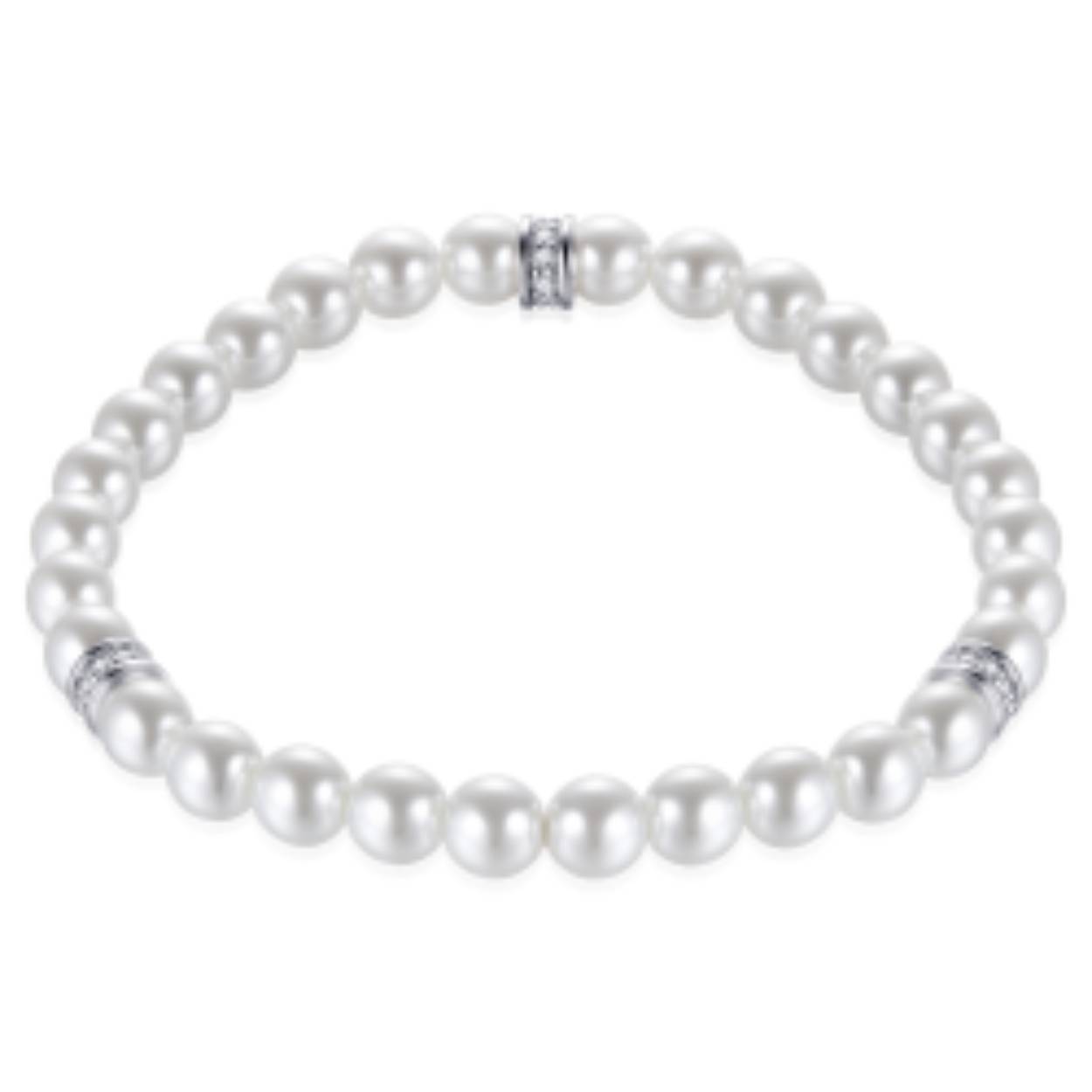 armband parels | 3 x disk zirkonia's 18 cm