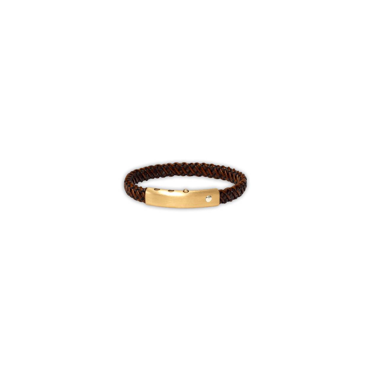 Borsari Gioielli armband edelstaal +18 krt / leer