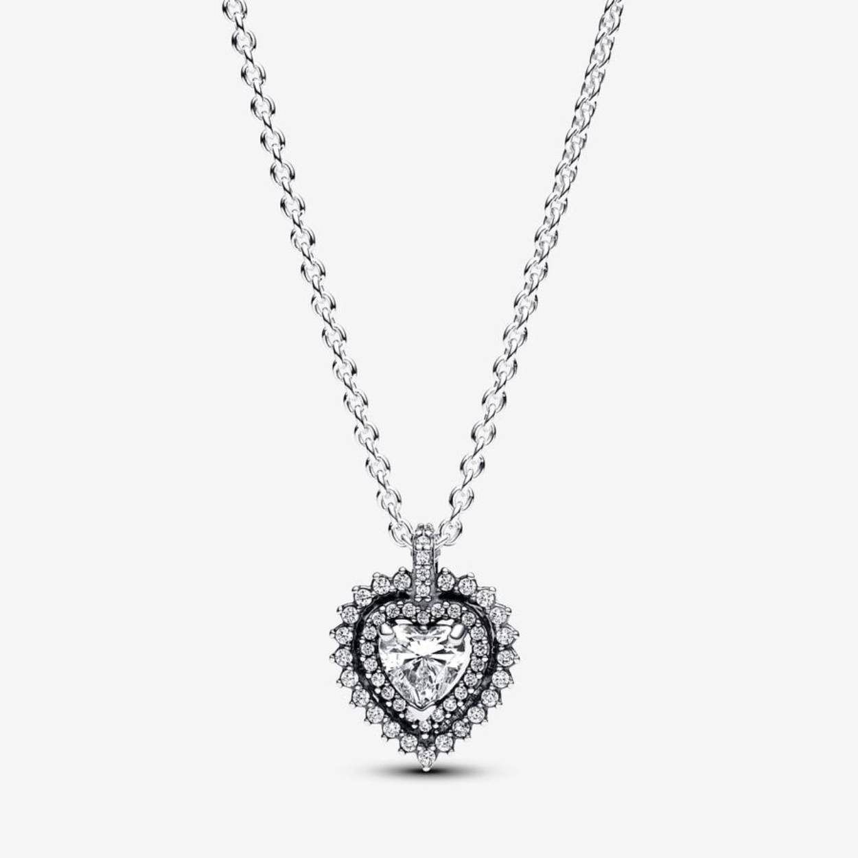 Hart Sterling Zilver Collier met heldere kubieke zirkonia