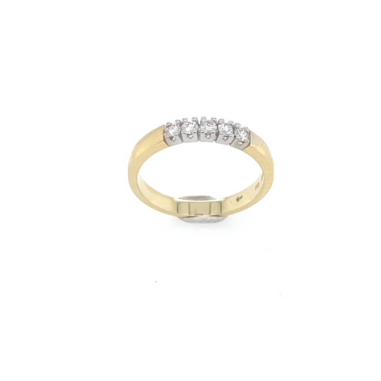 gouden carole ring van R&C met 5 x 0.04 crt briljant geslepen diamant