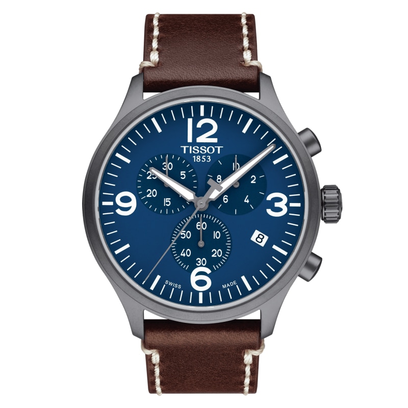 Tissot horloge T chrono/grey/blue/L.Brown/QT1166173604700