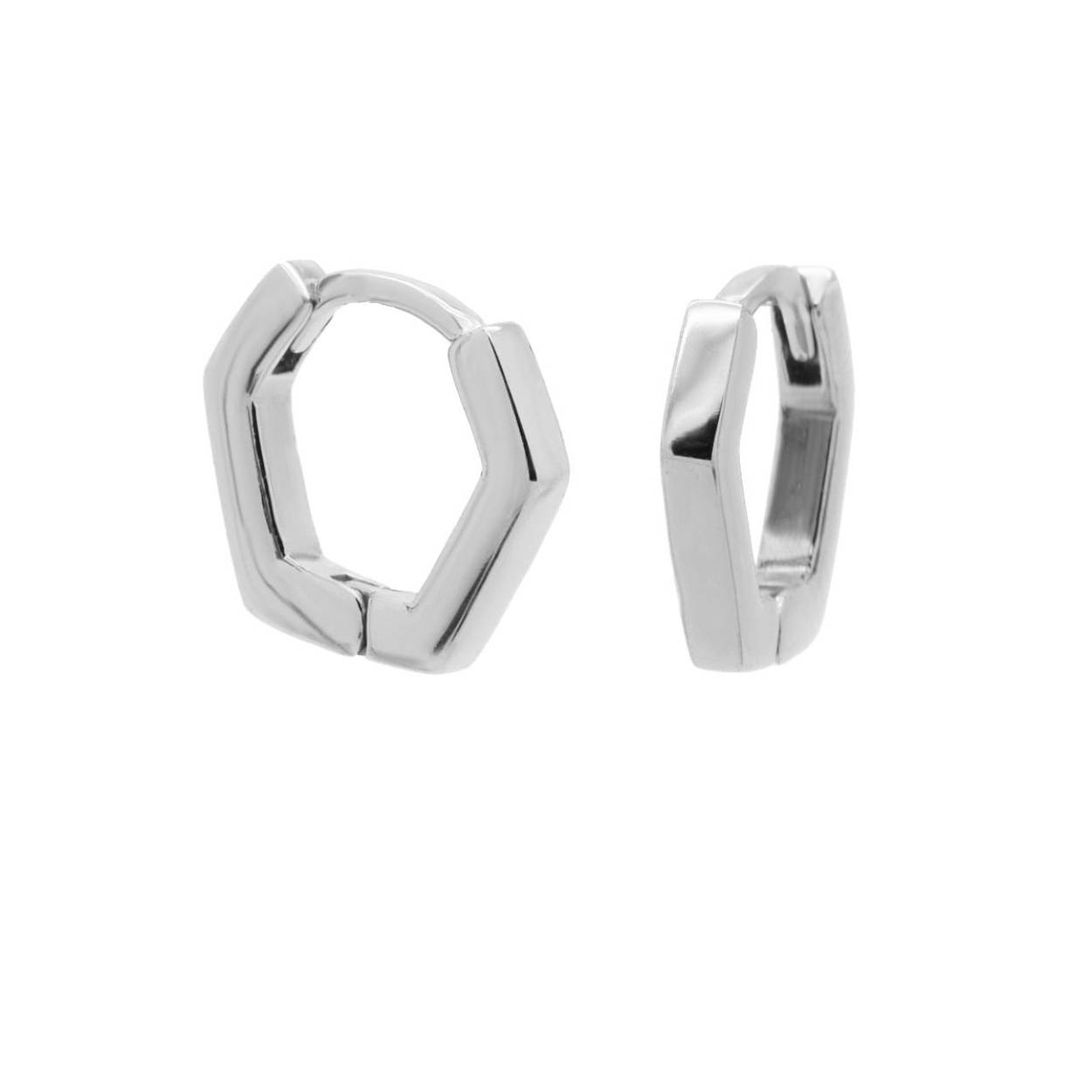 Plain Hoops Square Hexagon 12MM Silver