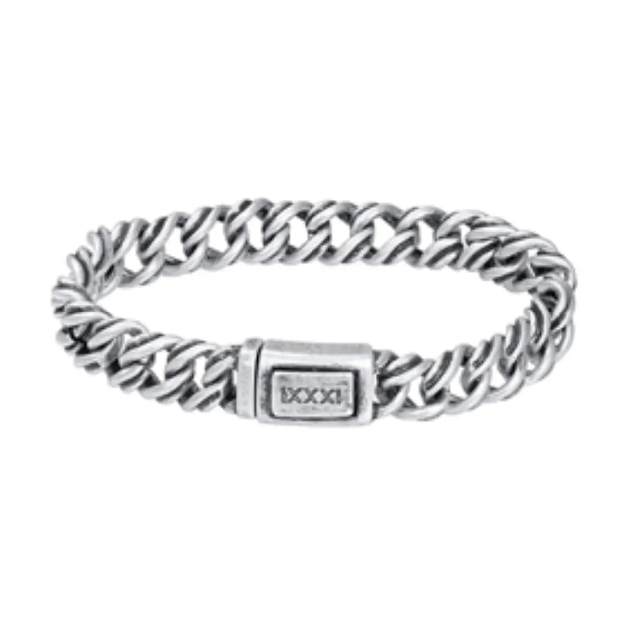De iXXXi Men armband Santorini is gemaakt van stainless steel in de kleur antiek zilver. De armband bestaat uit gevlochten gourmetschakels. Armband Santorini is voorzien van een rechthoekige, antiek zilverkleurige sluiting gemaakt van stainless steel.