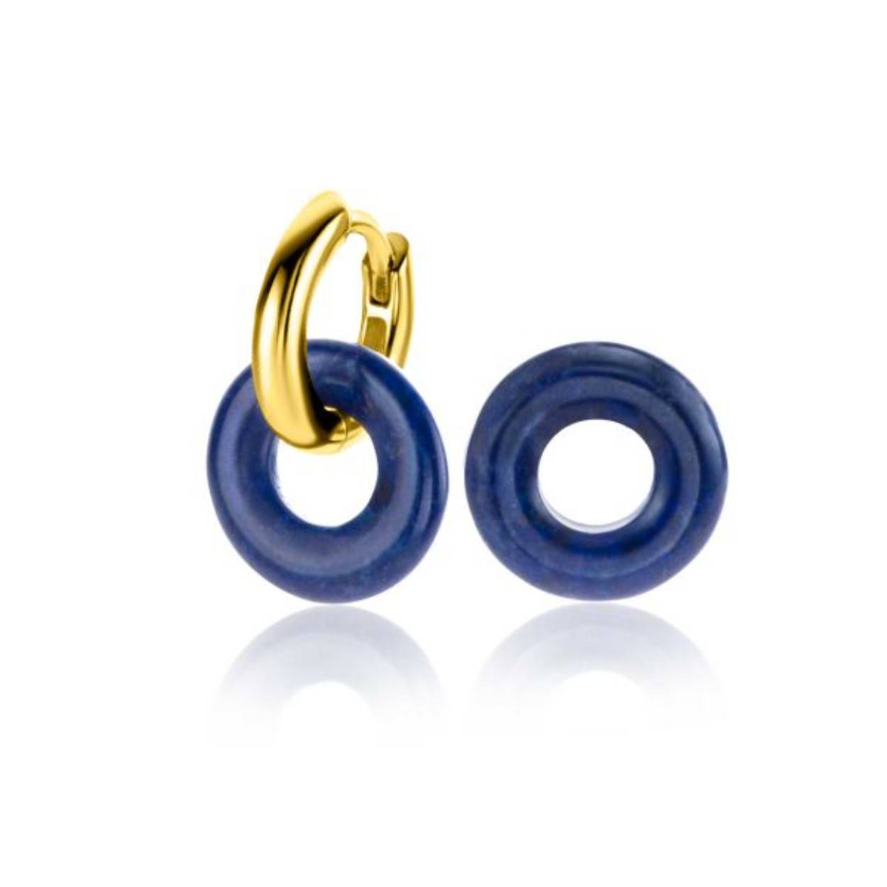 12mm ZINZI oorbedels rond met lapis lazuli edelsteen ZICH2274L (excl. oorringen)