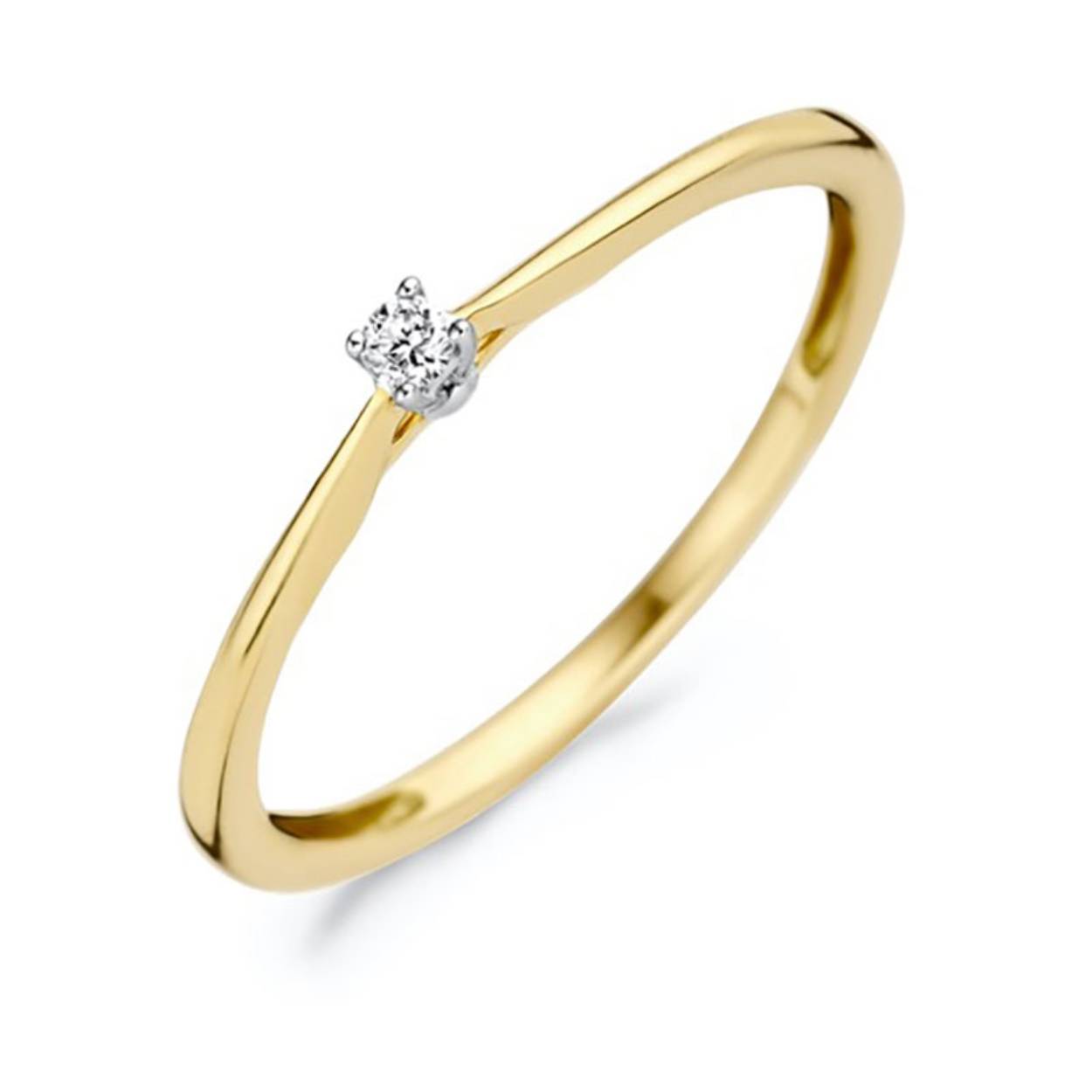 gouden Blush ring, 4poot+0.03ct mt54 