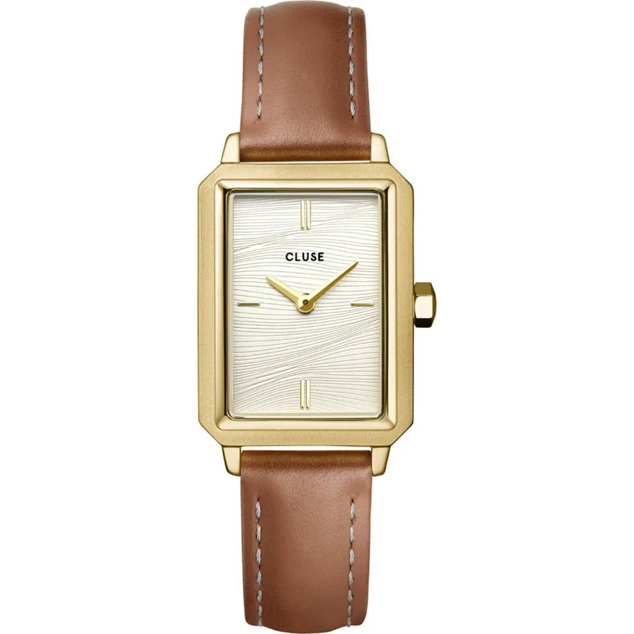 CLUSE  Fluette Watch Leather Nutshell, Sand Texture White, Gold Colour.

Dit Cluse horloge heeft een kast gemaakt van Roestvrijstaal met een diameter van 23 mm en is voorzien van een leren band. In de kast bevindt zich een Seiko Instruments Inc. kwaliteitsuurwerk en is afgewerkt met Mineraalglas.

Het horloge is 5ATM. Dit betekent dat het horloge geschikt is om mee te douchen. Verder wordt het horloge geleverd met 2 jaar garantie.