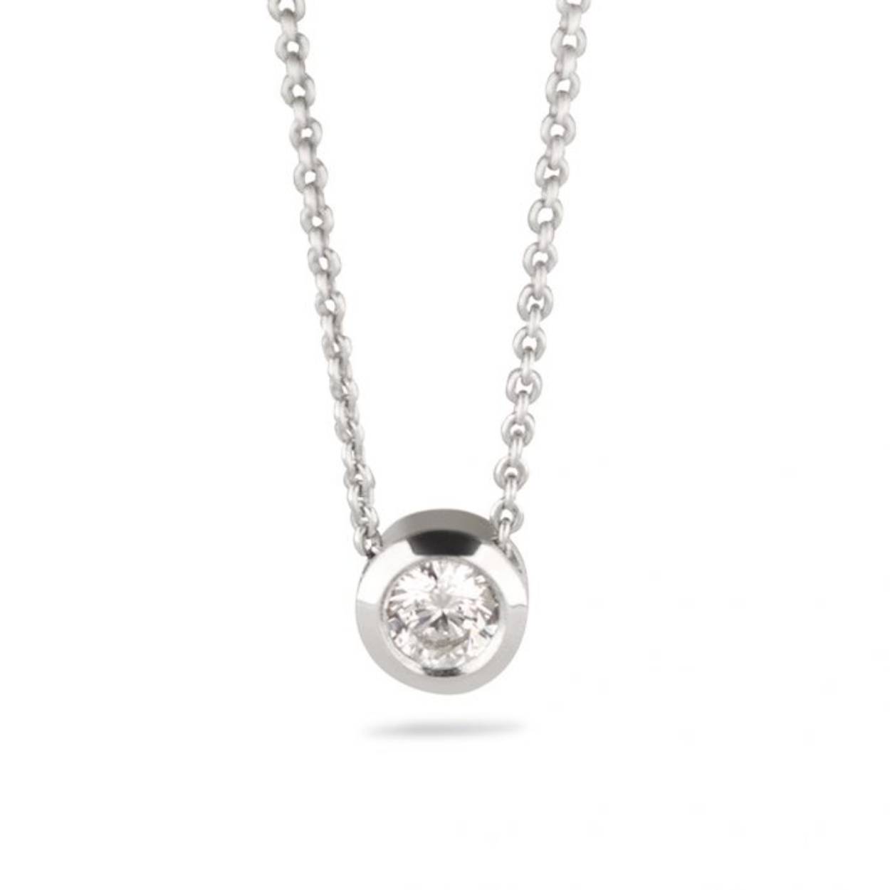 zilveren See You collier, rondje+zirconia 45cm
