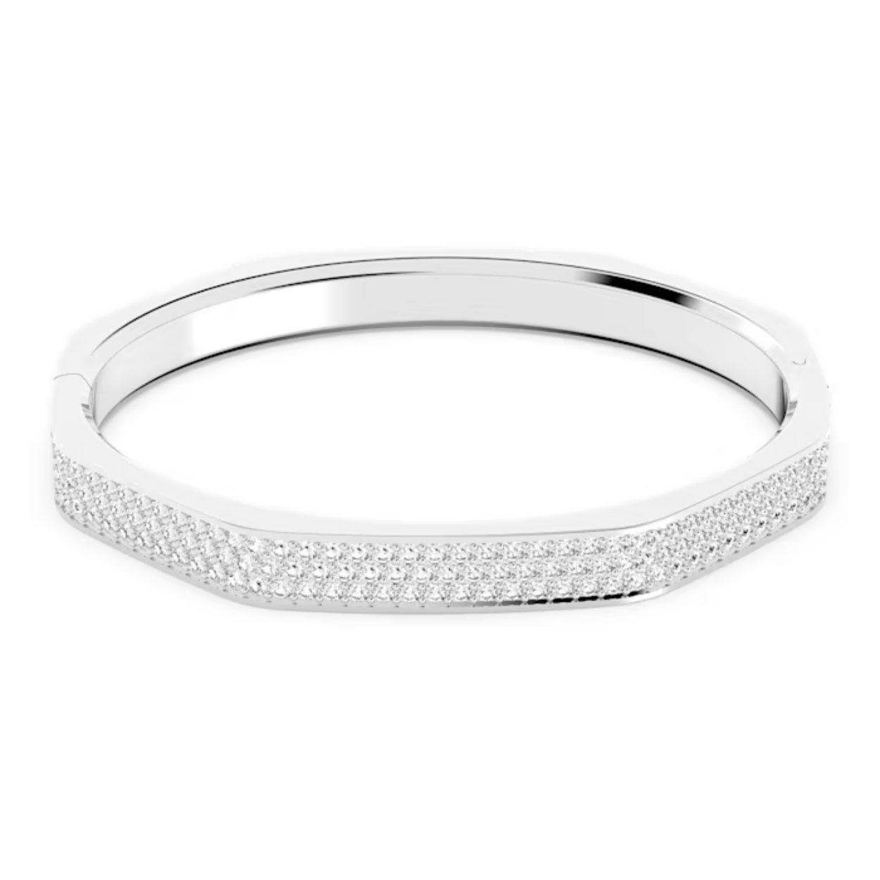 Deze Dextera-armband is geïnspireerd op industriële details en maakt een chic statement. Dit sieraad met een gestructureerd achthoekig ontwerp en rodium toplaag is afgewerkt met precisiegeslepen kristalpavé dat energie en belofte uitstraalt. Draag afzonderlijk of gecombineerd en bereid u voor om de show te stelen.