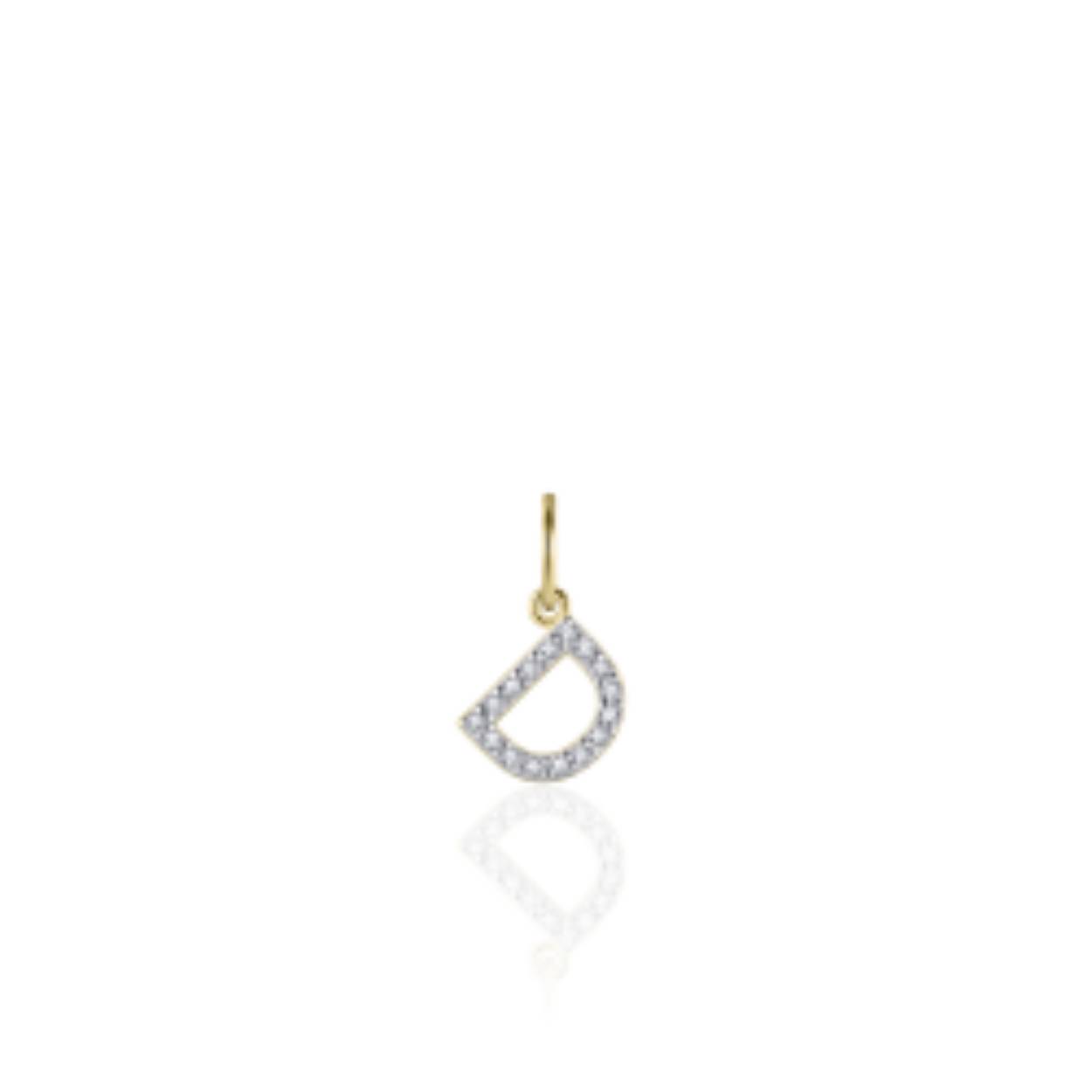 letter D | zilver goldplated | zirkonia's