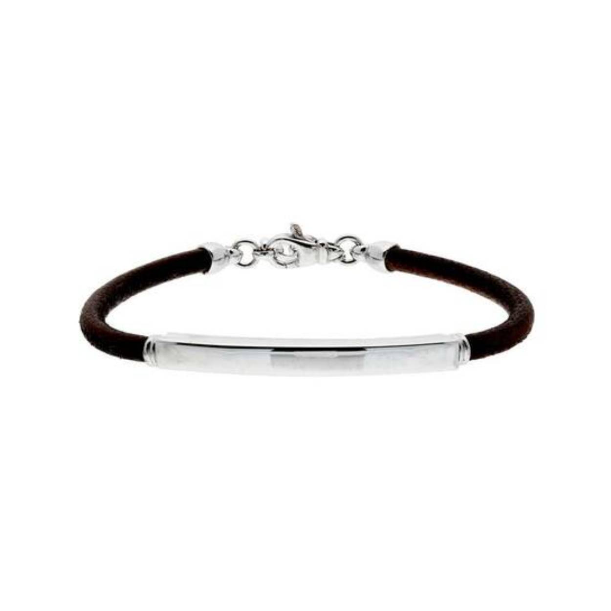 104.3062.21 Plaatarmband anker zilver + leer | 3,5 mm | 21 cm verstelbaar