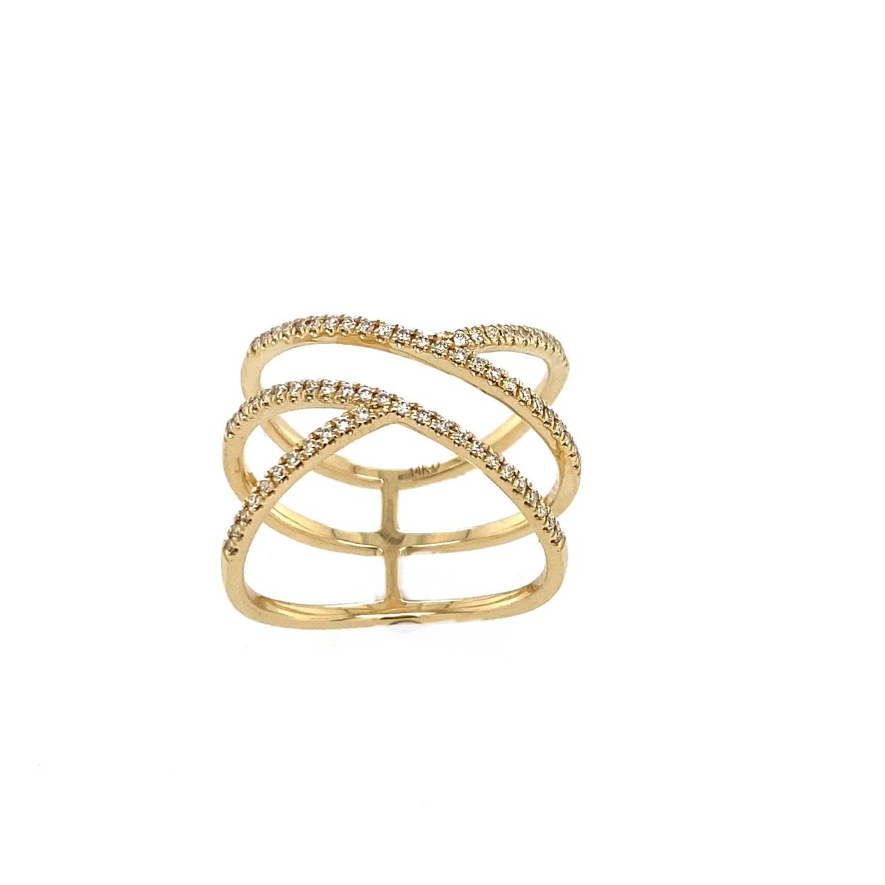 geelgouden damesring met diamant