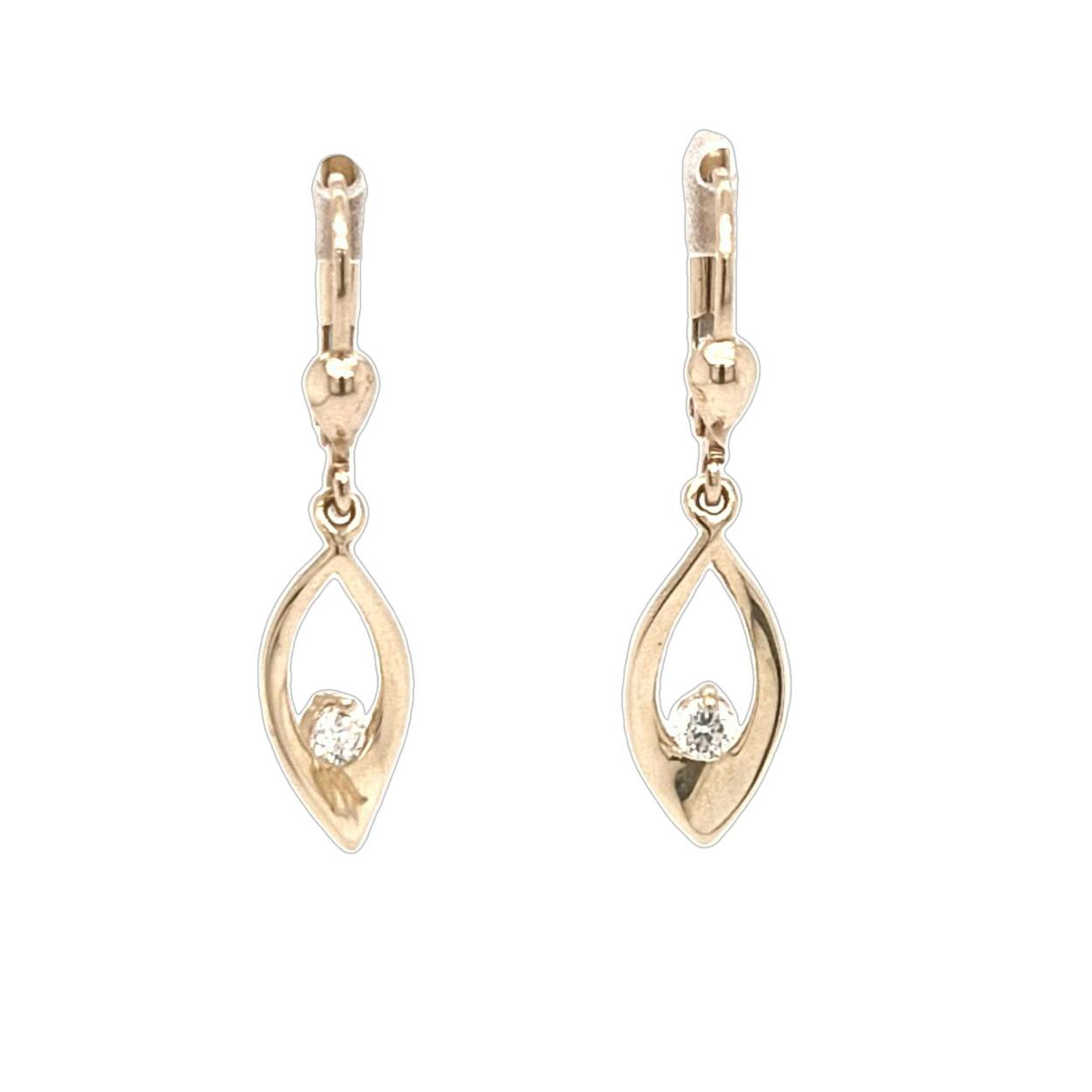 geelgouden oorhangers met zirconia