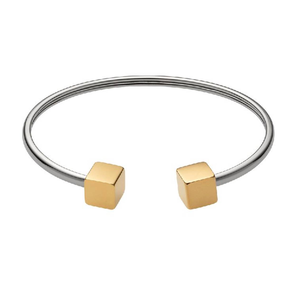 Deze M&M armband is gemaakt van edelstaal. Deze armband is goud van kleur. De maat is 58 mm.