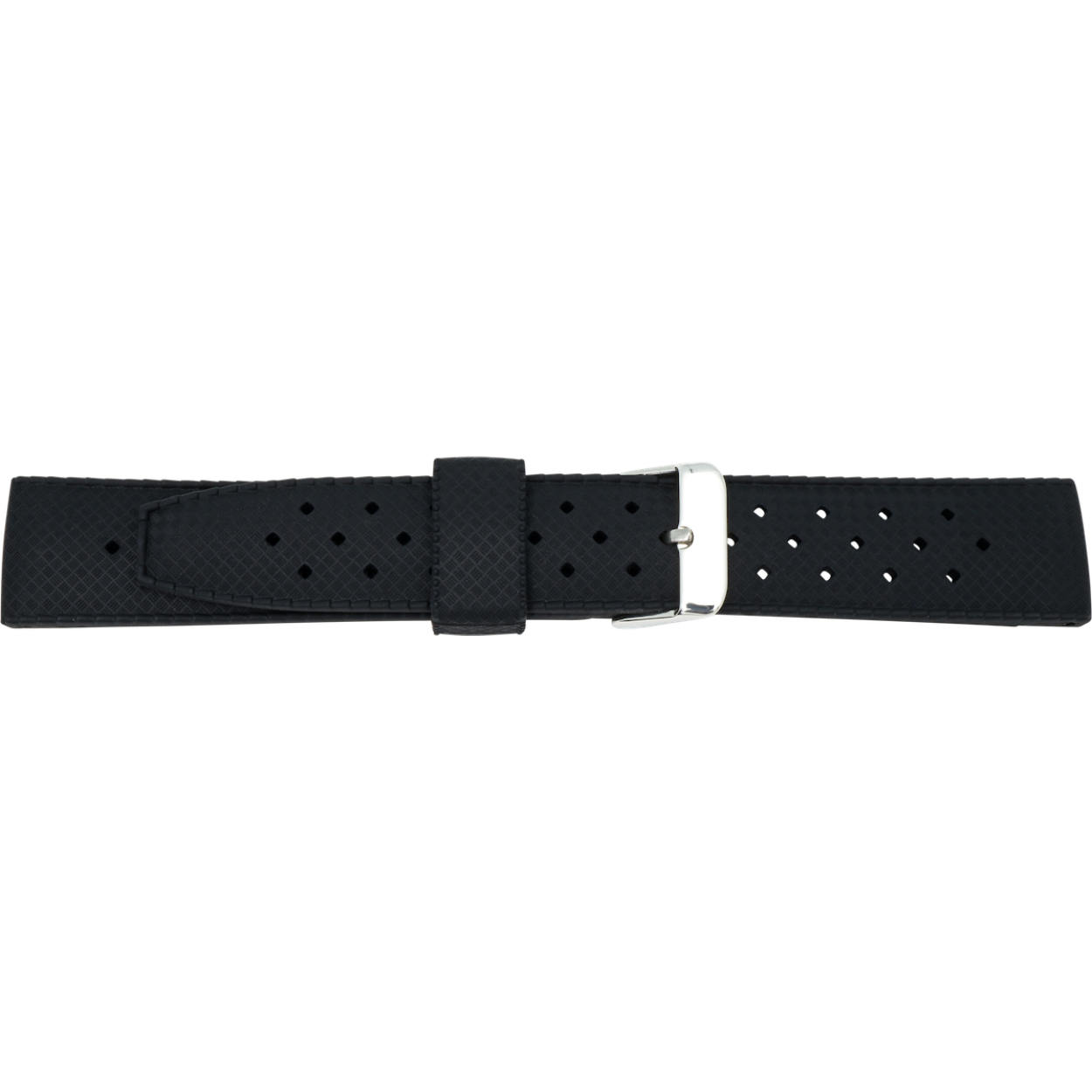 Horlogeband 20mm zwart silicone met gaatjes XL