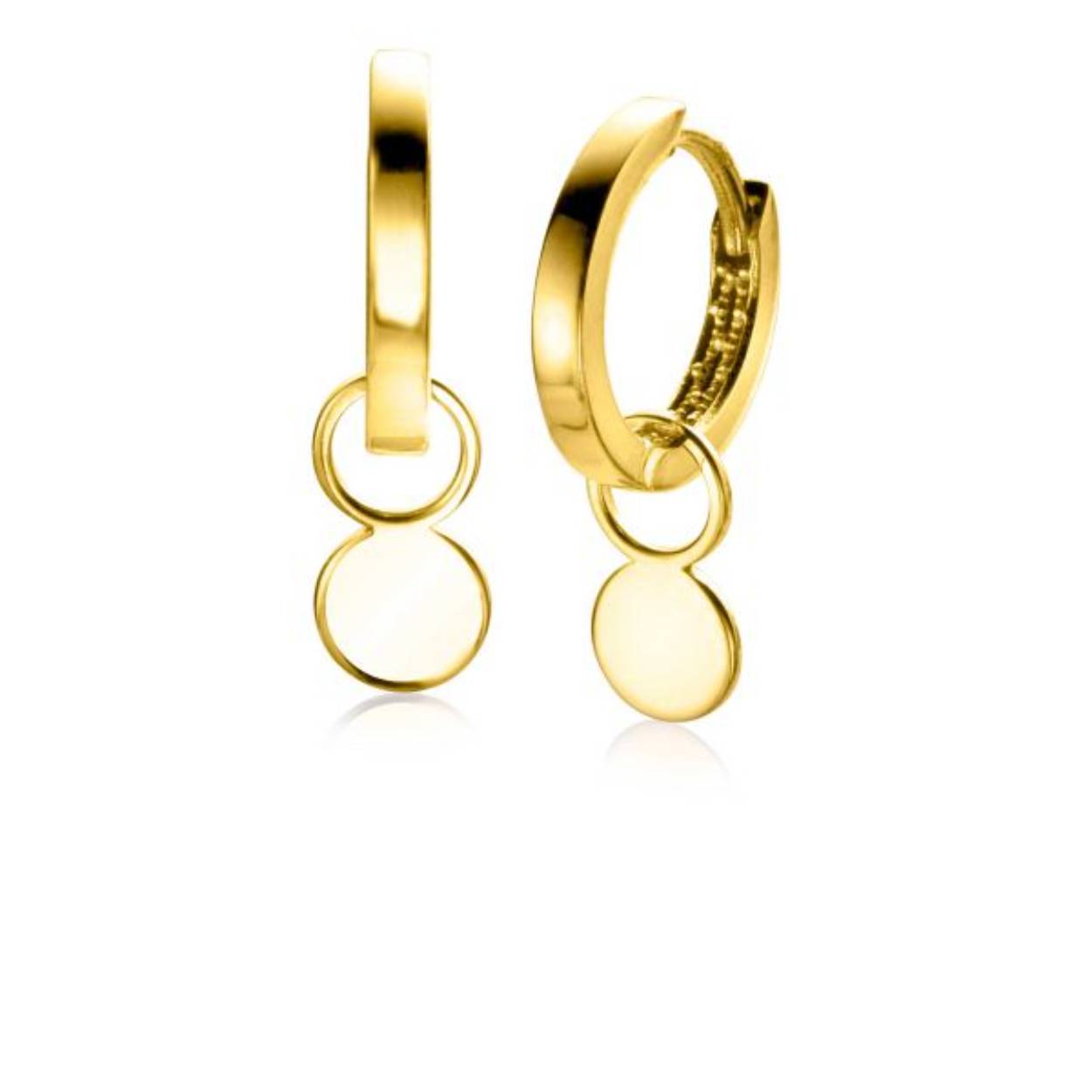 ZINZI Gold 14 krt gouden oorbedels glad rond 5,5mm ZGCH388 (excl. oorringen)