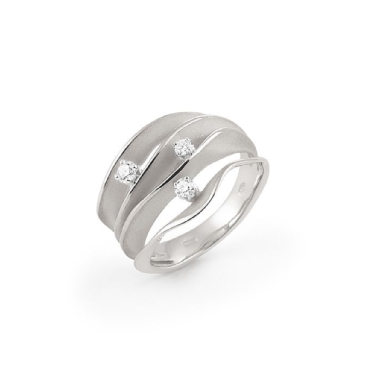 Dune Series Ring, 18Kt White Ice Gold met diamanten 0.18ct
