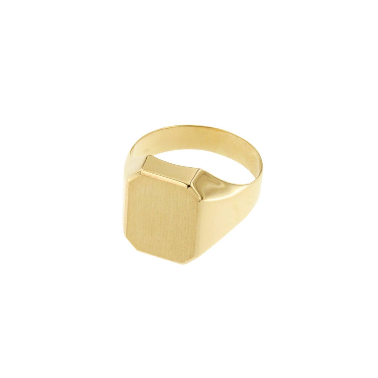 14K ZEGELRING ACHTKANT GLAD 16X14