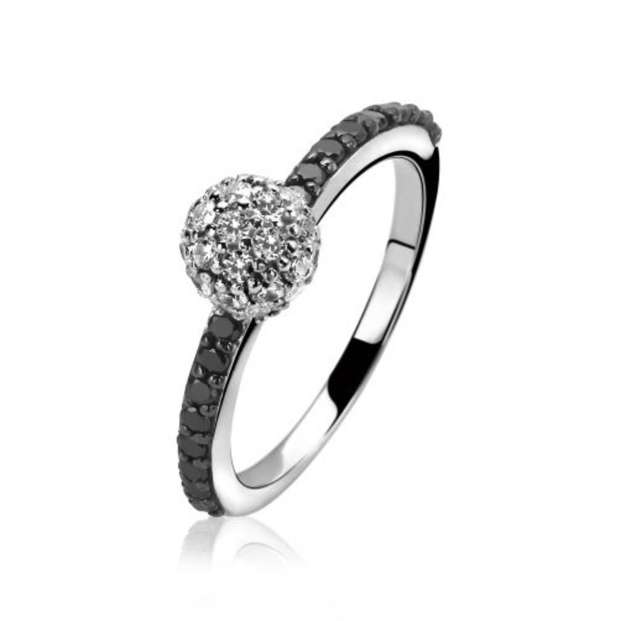 ZINZI zilveren ring zwart