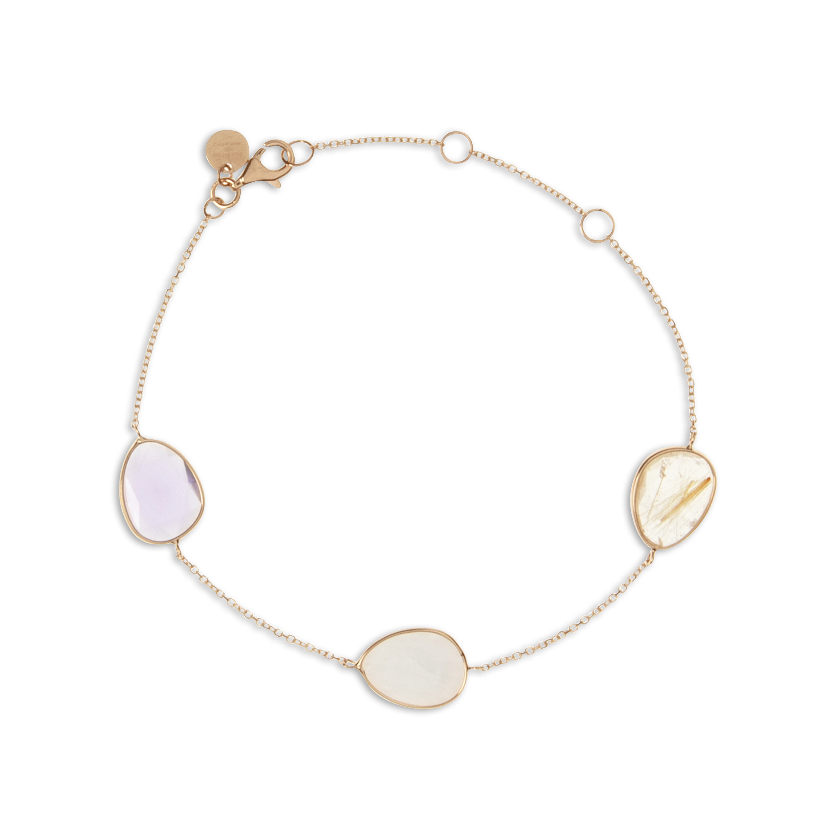 Mooie gouden armband van Italo Bottene met edelstenen. Op 3 lengtes te dragen: 17, 19 en 21cm.