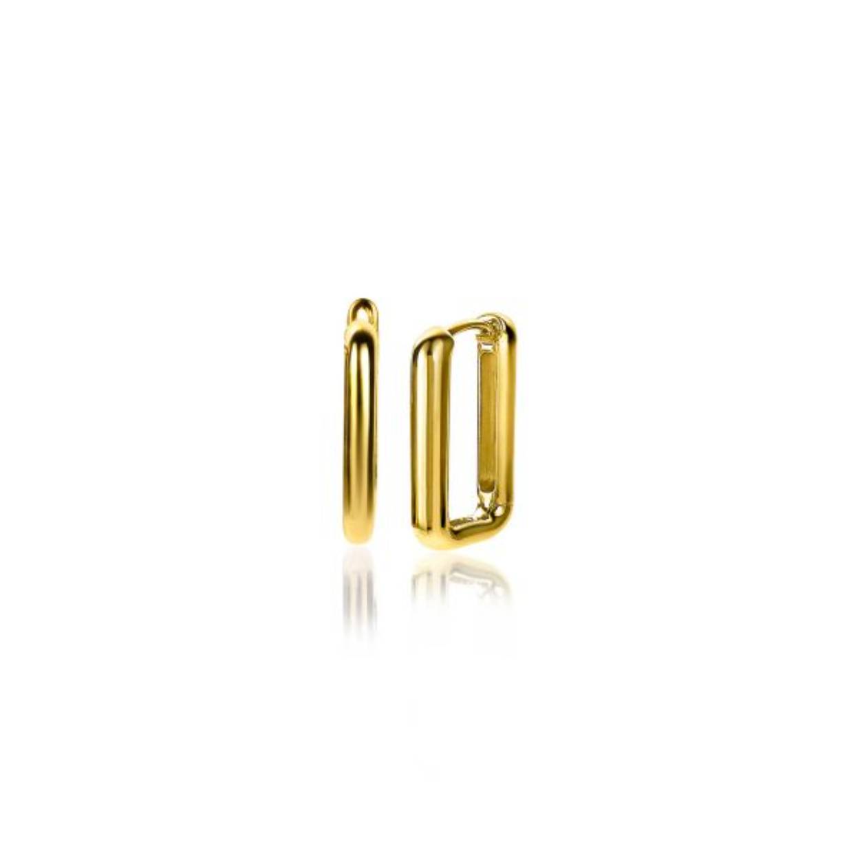 ZINZI zlveren klapcreolen geel verguld rechthoek 15x2mm